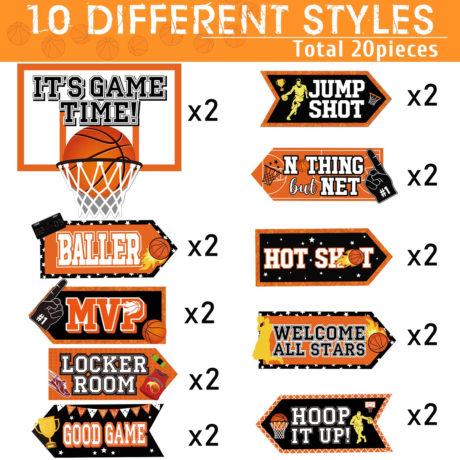 Foto 4 | Letrero Decorativo Para Fiestas De Baloncesto, 20 Piezas, Para Niños Y Adolescentes - Venta Internacional.