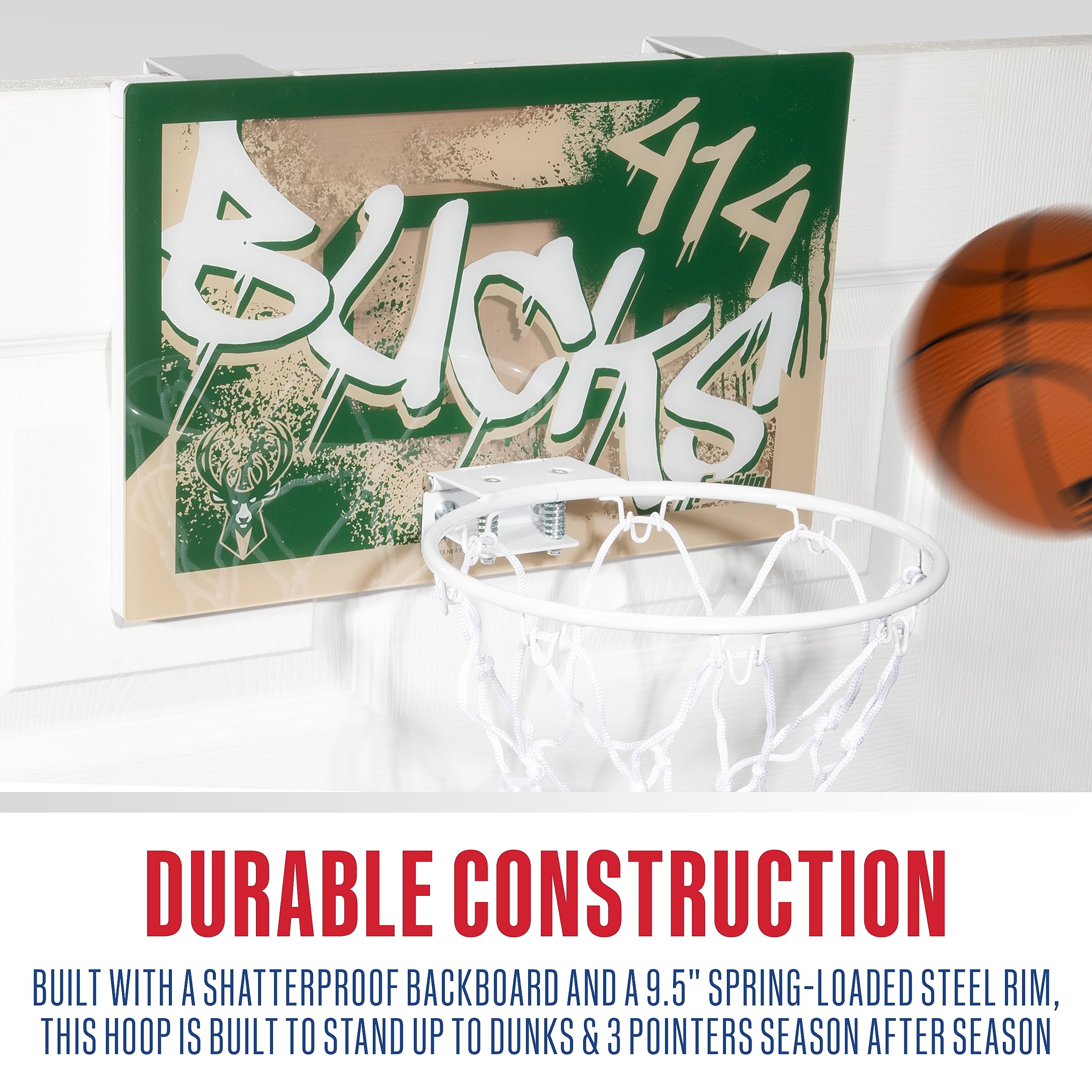 Foto 8 pulgar | Canasta De Baloncesto Franklin Sports Nba Milwaukee Bucks Kids - Venta Internacional.