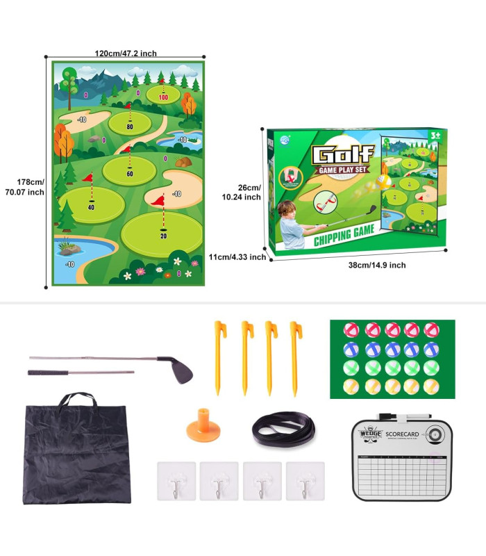 Foto 4 | Juego De Golf Para Niños Con Tapete Para Interiores Con Pelotas Verde