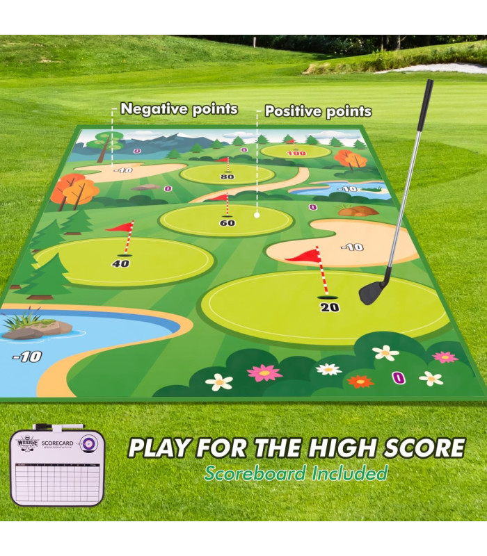 Foto 8 pulgar | Juego De Golf Para Niños Con Tapete Para Interiores Con Pelotas Verde