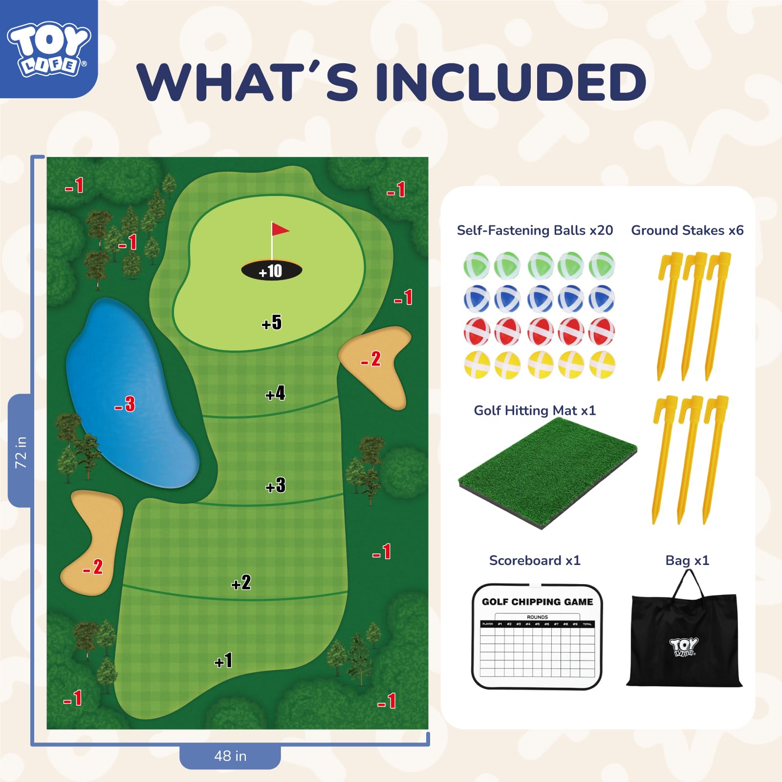 Foto 4 pulgar | Alfombrillas De Práctica De Golf Toy Life Para Toda La Familia Con 20 Pelotas - Venta Internacional.