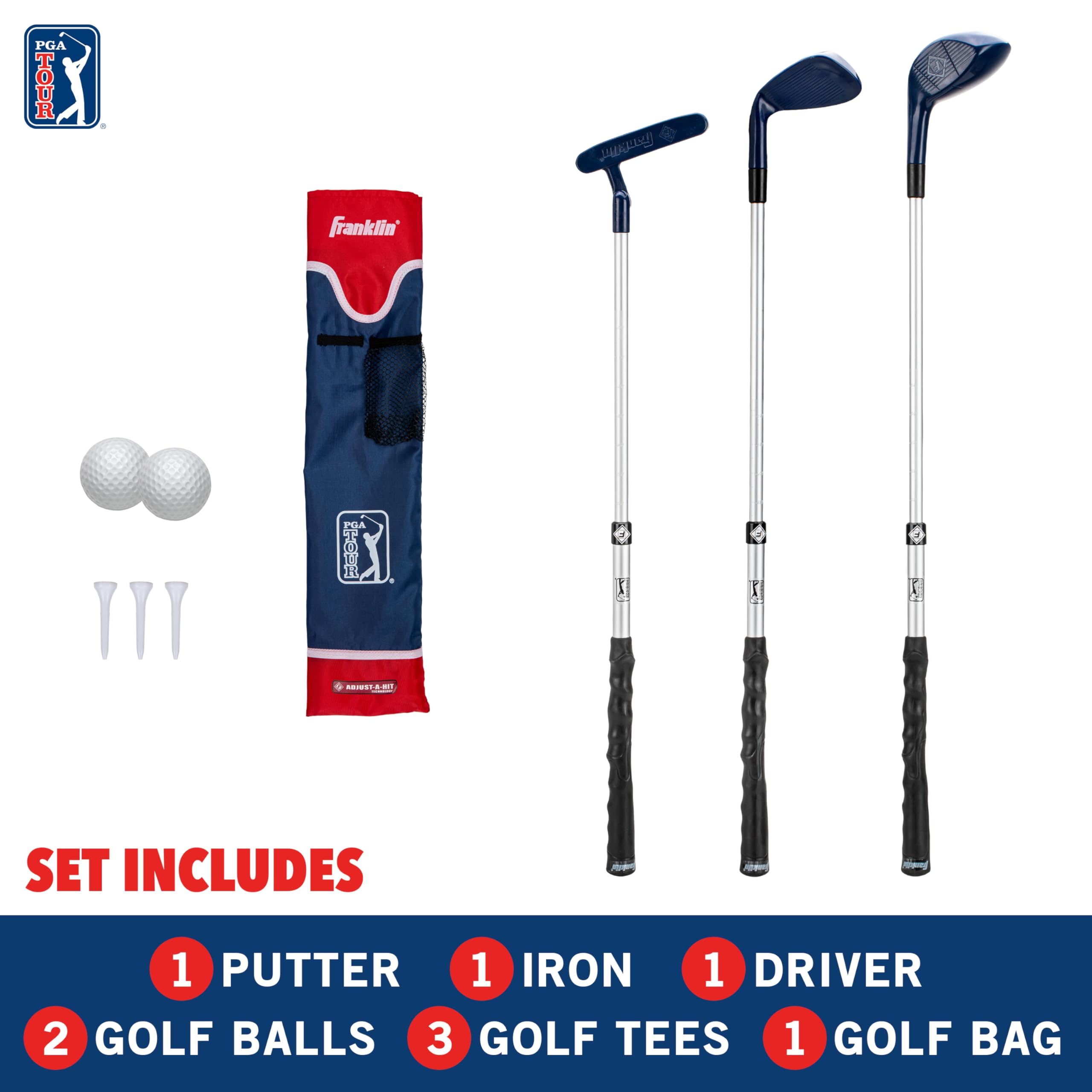 Foto 3 pulgar | Set De Golf Franklin Sports Pga Tour Kids Con Bolsa Y Pelotas Rojo/azul - Venta Internacional.