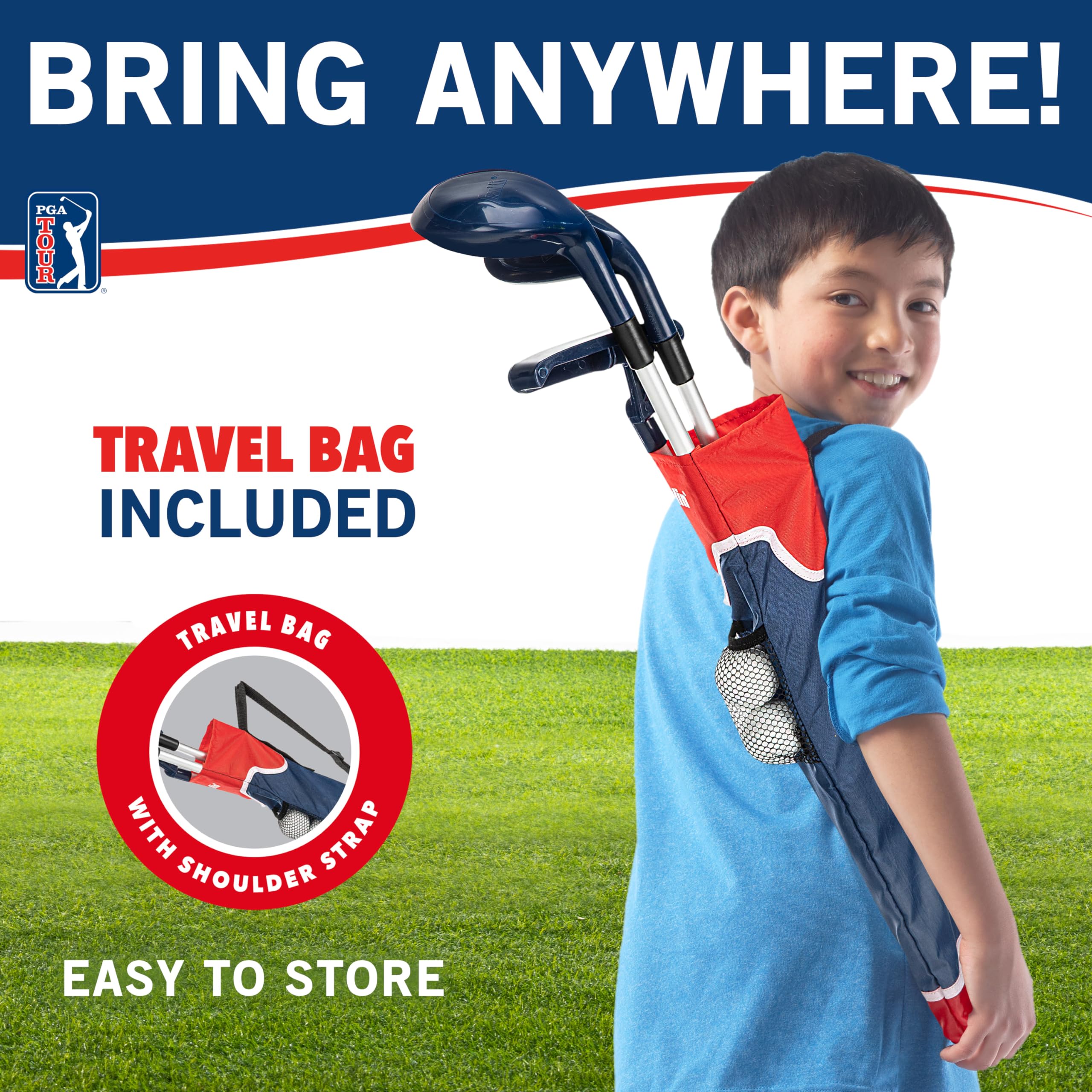 Foto 7 pulgar | Set De Golf Franklin Sports Pga Tour Kids Con Bolsa Y Pelotas Rojo/azul - Venta Internacional.