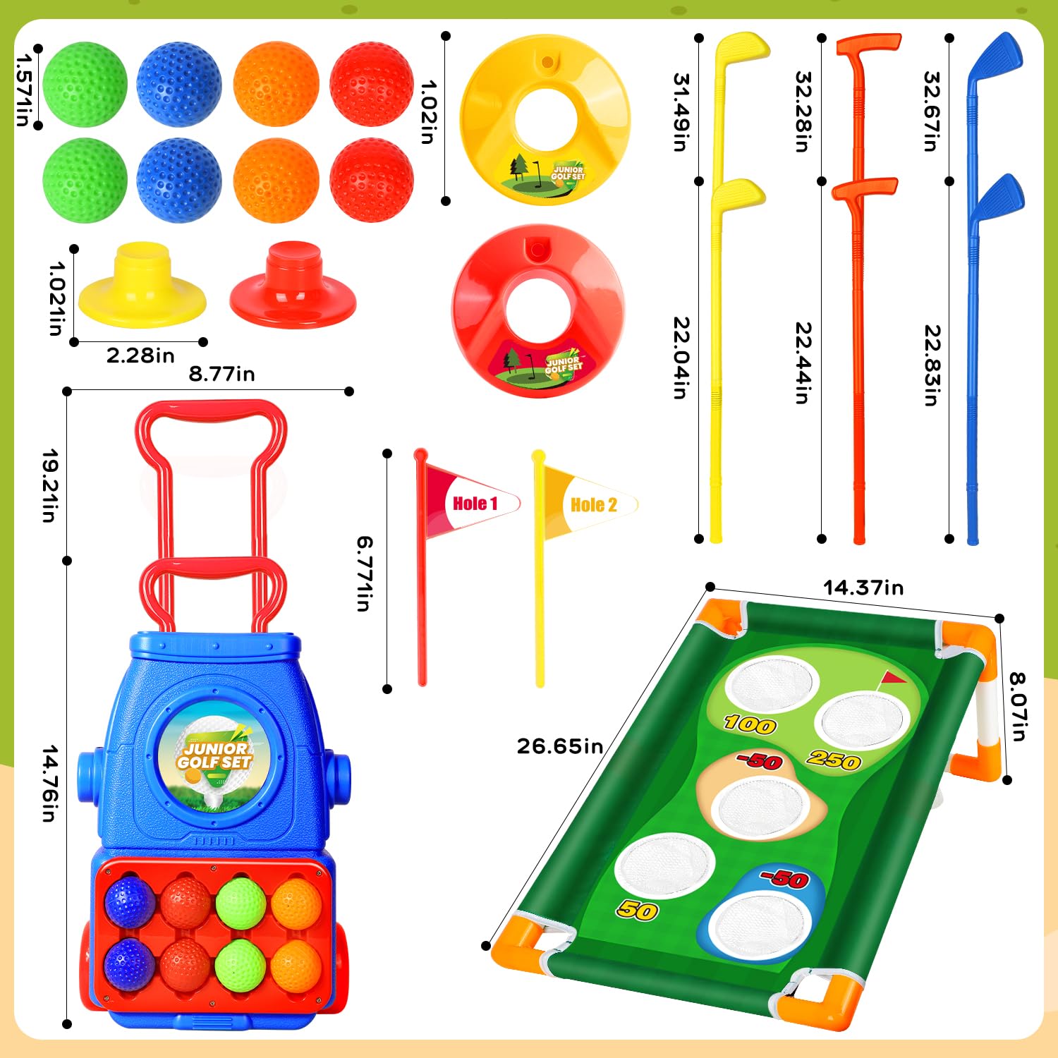 Foto 7 pulgar | Juego De Palos De Golf Toy Life Kids De 3 A 5 Años Con Target Game De Plástico - Venta Internacional.