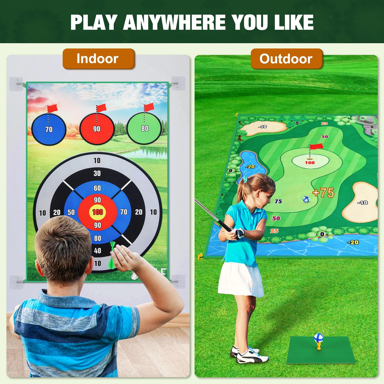 Foto 5 pulgar | Juego De Alfombrillas De Golf Moko De 47 X 70 Cm Con 2 Palos Y 20 Bolas Adhesivas - Venta Internacional.