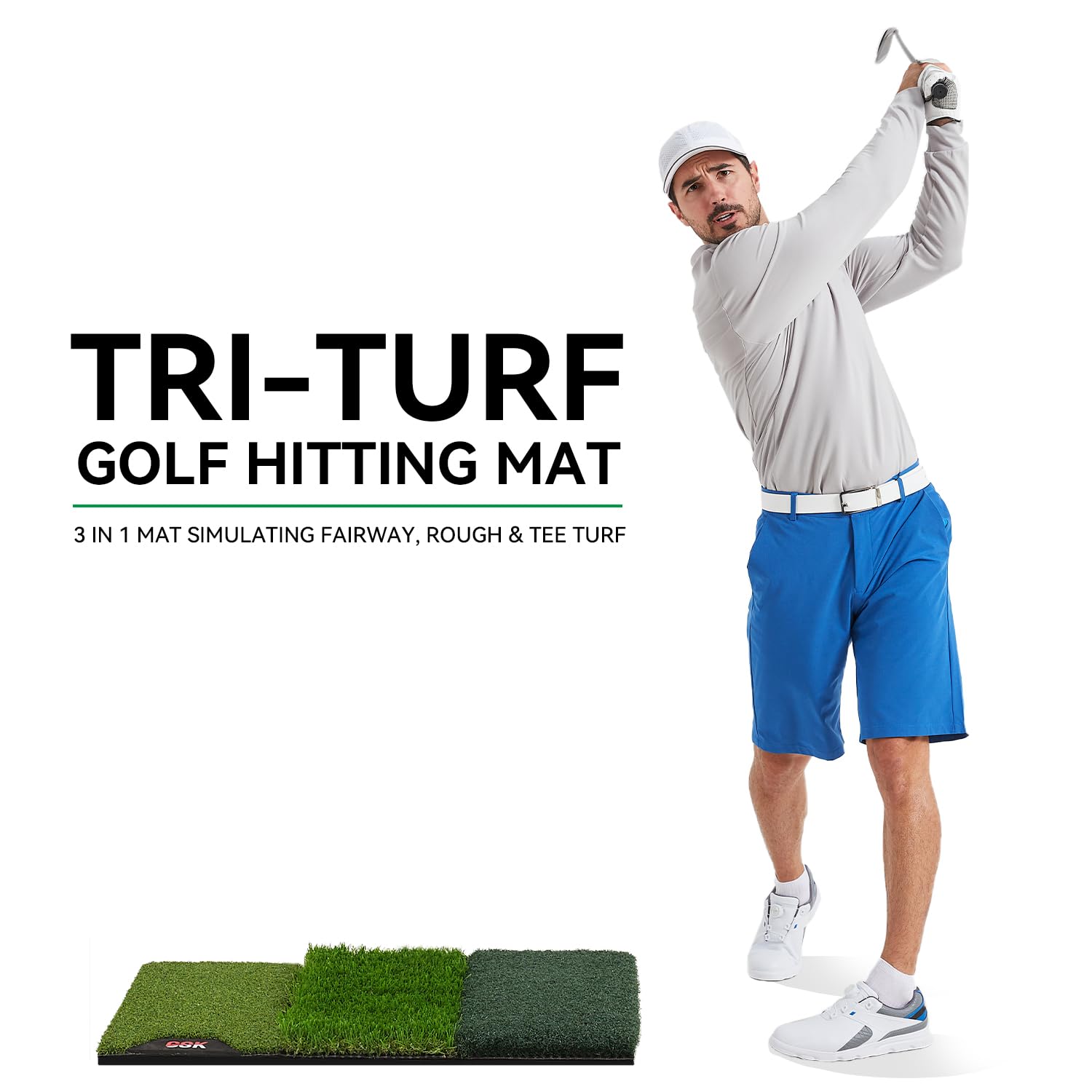 Foto 2 | Alfombrilla De Golf Gsk Tri Grass De 15 X 25 Cm, Plegable, Con Tiro De Salida - Venta Internacional.