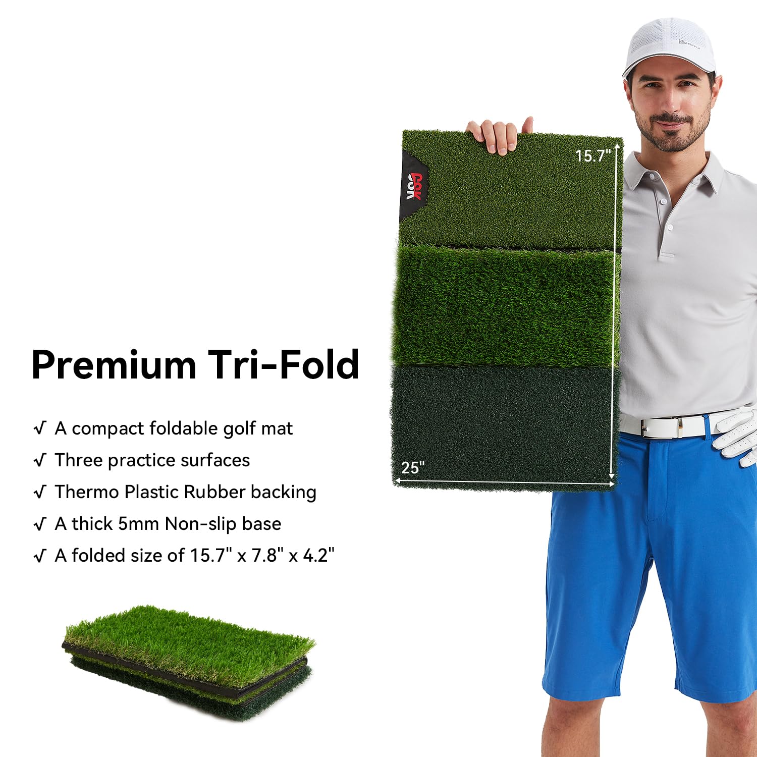 Foto 3 | Alfombrilla De Golf Gsk Tri Grass De 15 X 25 Cm, Plegable, Con Tiro De Salida - Venta Internacional.