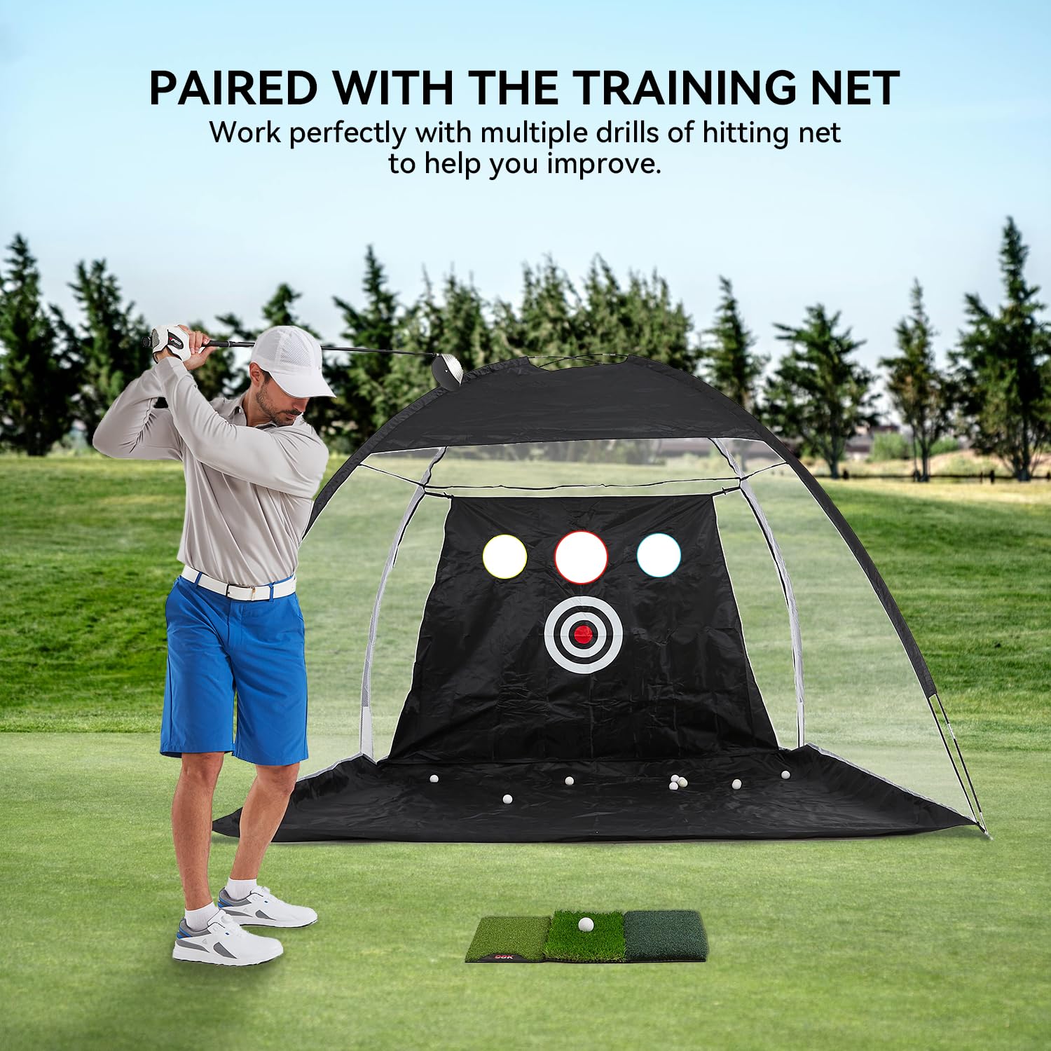 Foto 7 | Alfombrilla De Golf Gsk Tri Grass De 15 X 25 Cm, Plegable, Con Tiro De Salida - Venta Internacional.