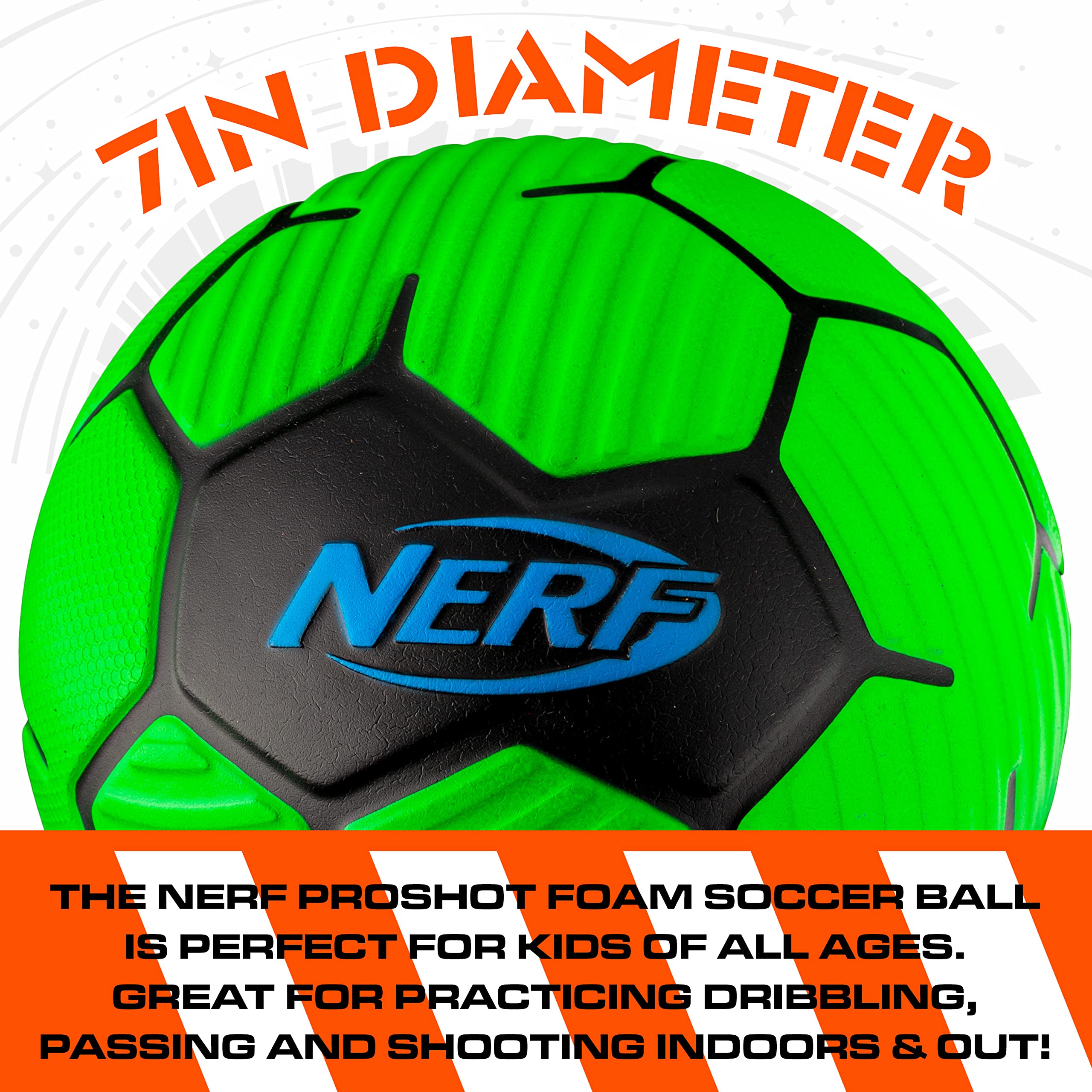 Foto 2 | Minibalón De Fútbol De Espuma Nerf Proshot Youth 7 Para Niños, Color Verde Y Azul - Venta Internacional.