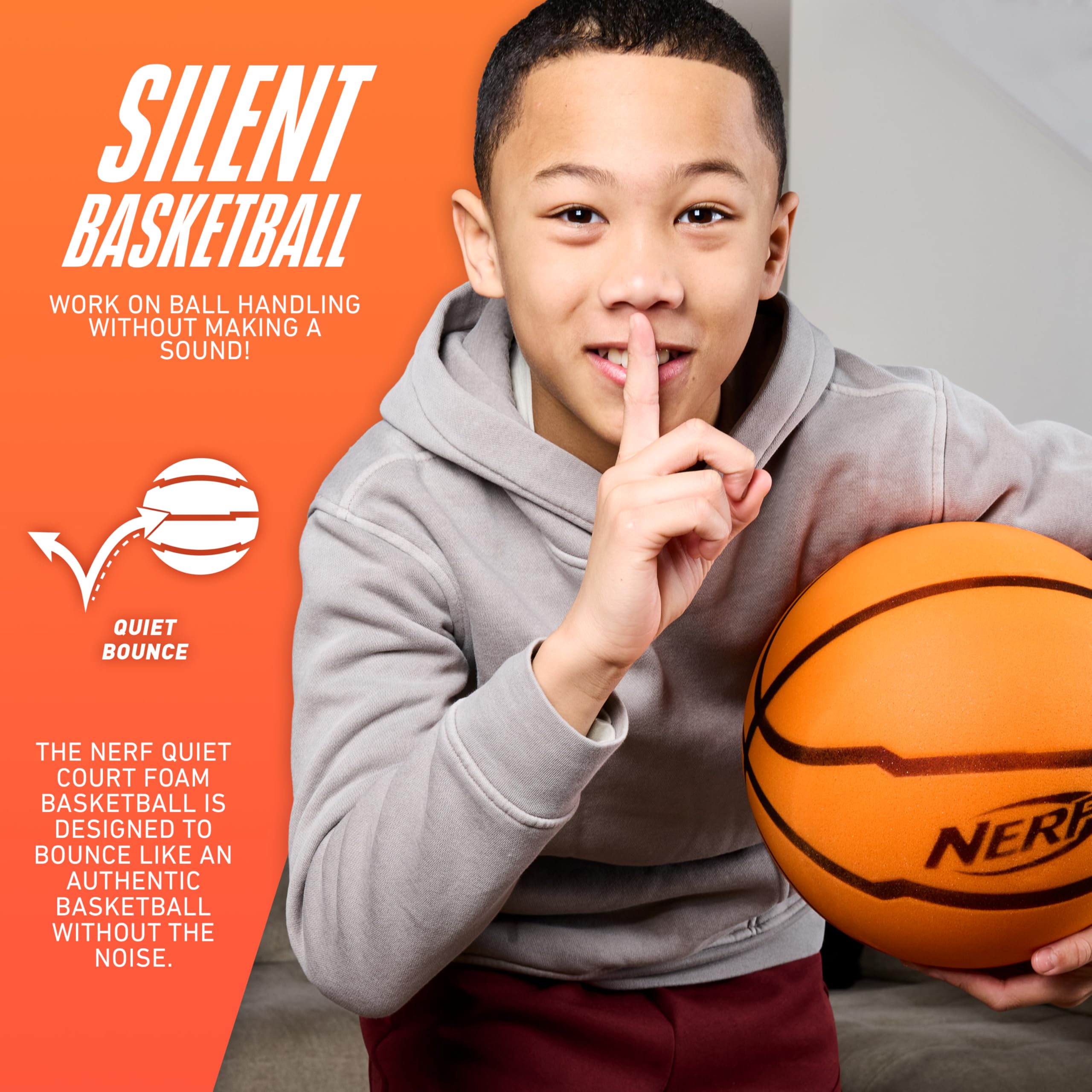Foto 4 pulgar | Baloncesto Nerf Quietcourt Silent Foam, Tamaño Oficial De 29.5 Pulgadas - Venta Internacional.