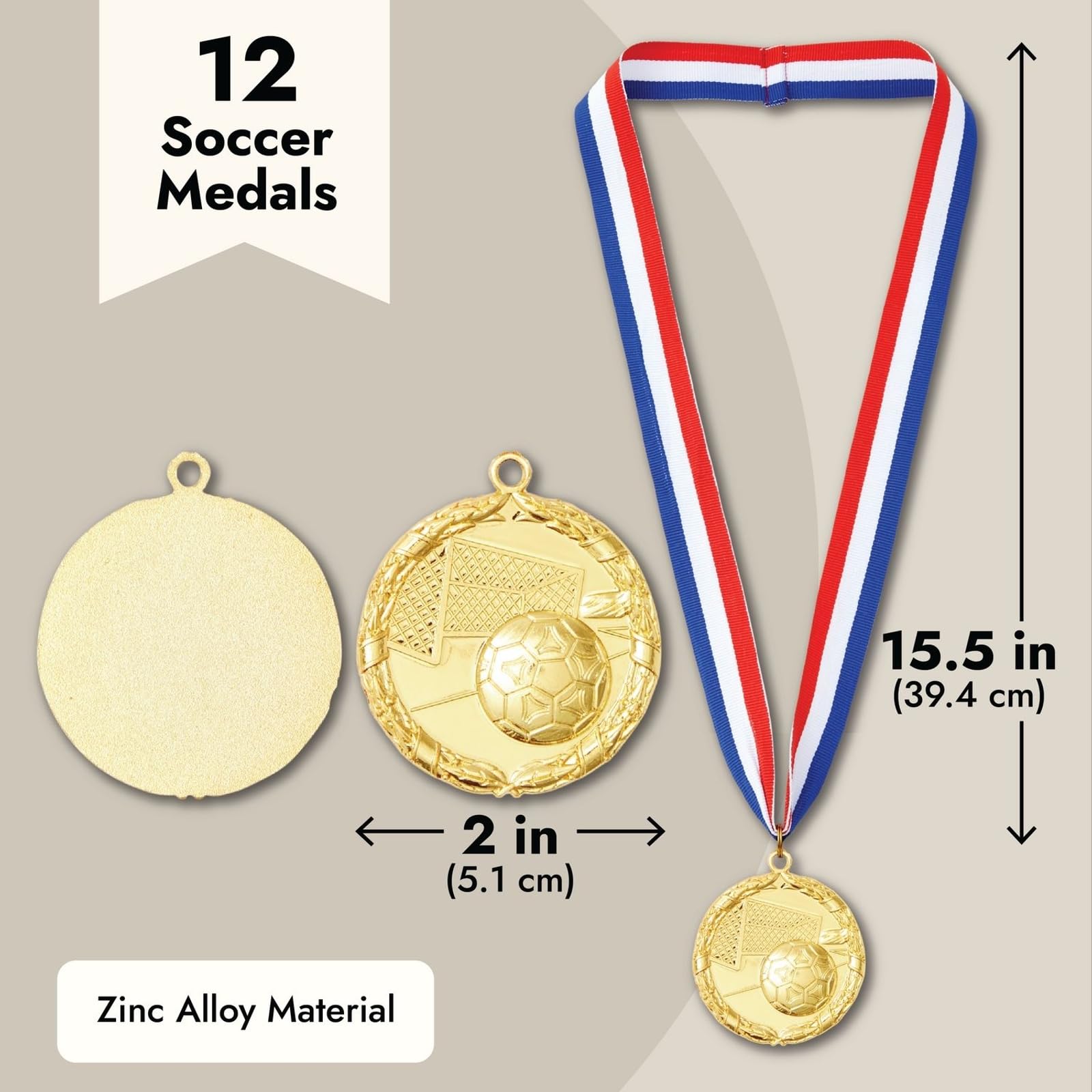 Foto 4 | Paquete De 12 Medallas De Fútbol Juvale Para Adultos Con Cinta - Venta Internacional.