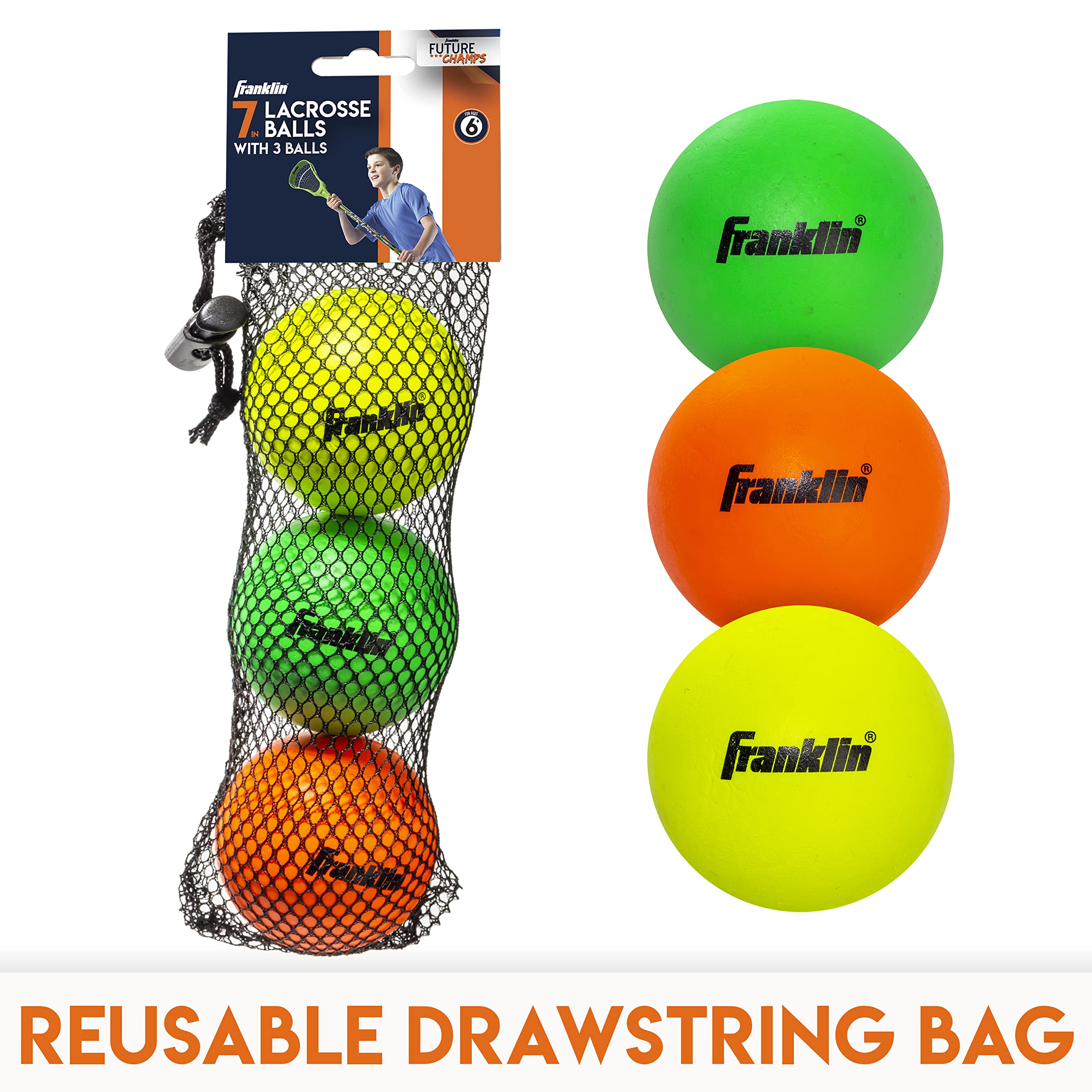 Foto 4 pulgar | Pelotas De Lacrosse Franklin Sports De Goma Blanda Para Niños, Paquete De 3 - Venta Internacional.