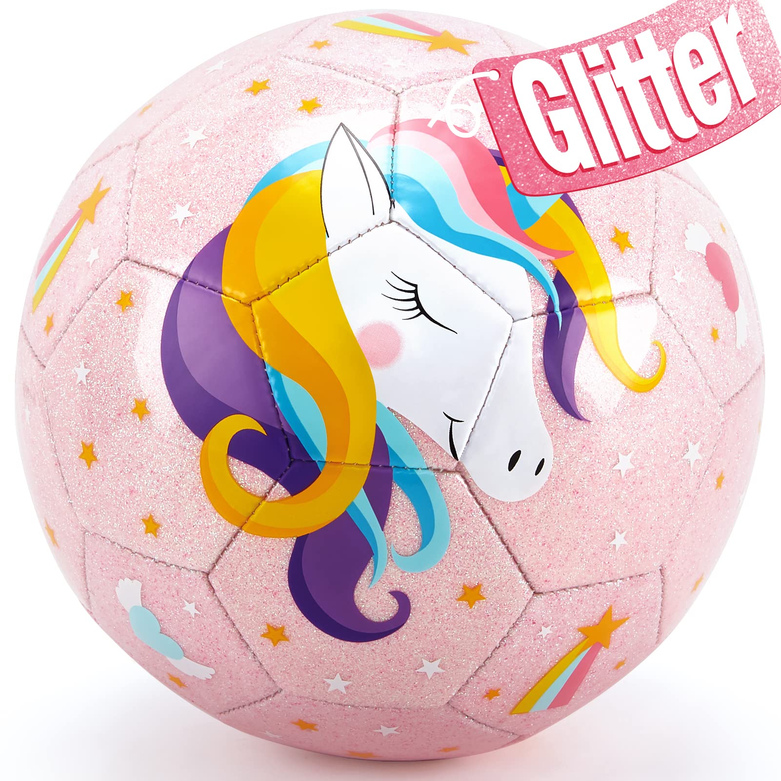 Foto 1 | Balón De Fútbol Con Estampado De Unicornios Con Purpurina, Tamaño 3, Para Niños, Con Bomba - Venta Internacional.
