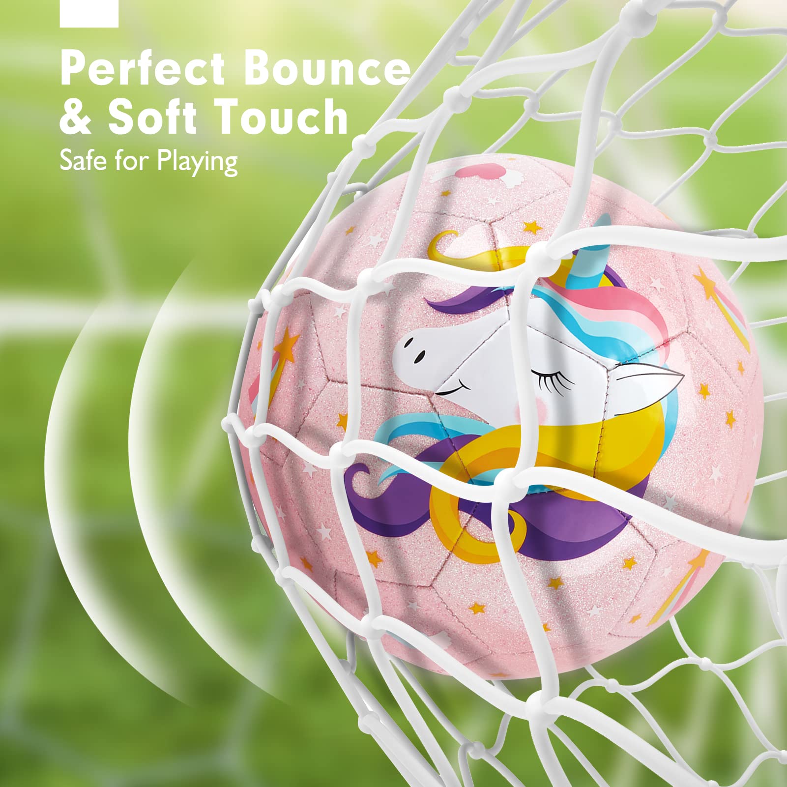 Foto 5 pulgar | Balón De Fútbol Con Estampado De Unicornios Con Purpurina, Tamaño 3, Para Niños, Con Bomba - Venta Internacional.