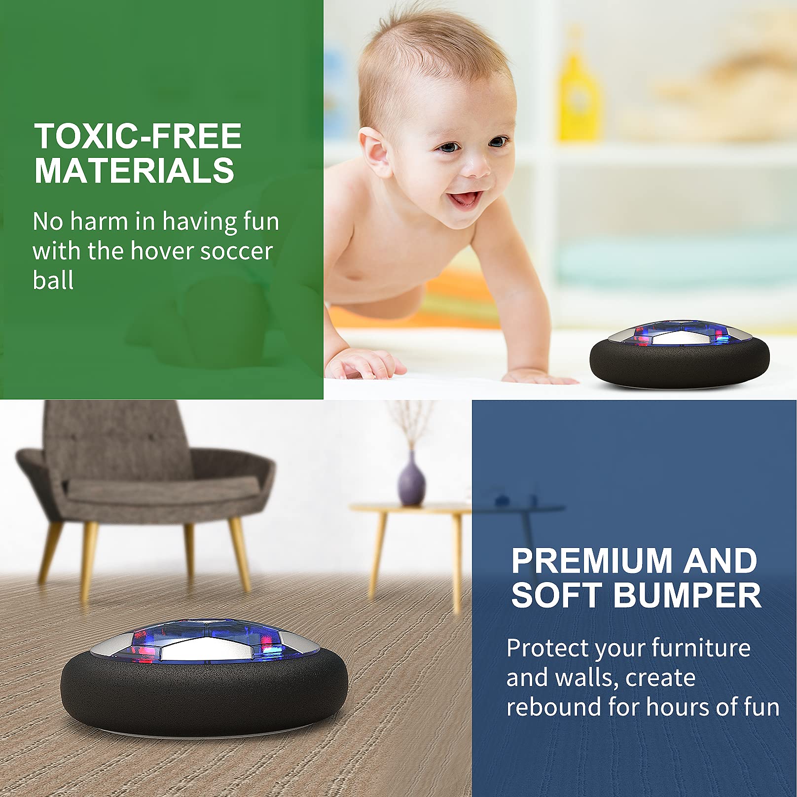 Foto 4 | Set De Hockey Y Fútbol Hover Hot Bee Con Luces Led Para Niños De 4 A 8 Años - Venta Internacional.