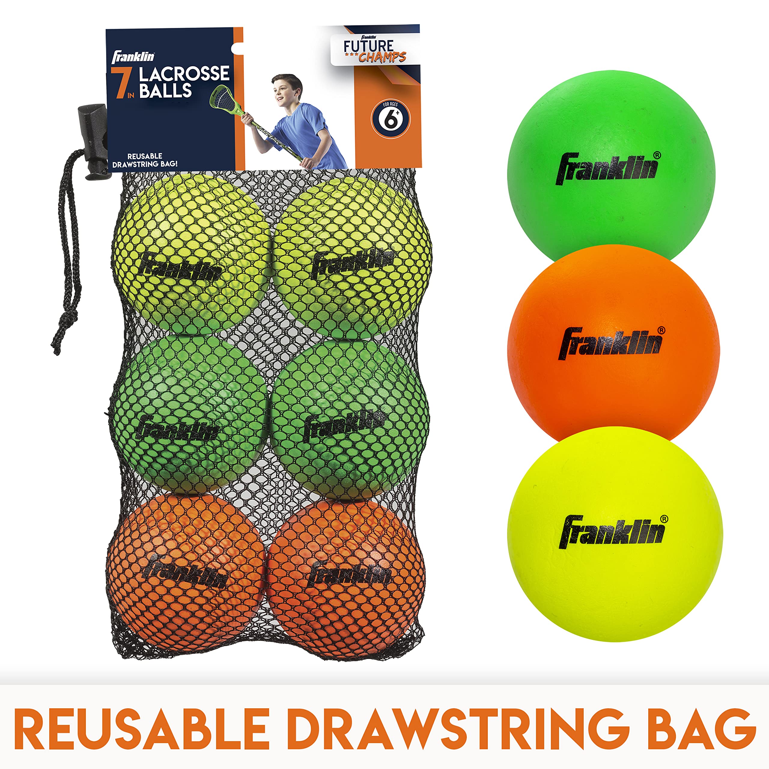 Foto 4 pulgar | Pelotas De Lacrosse Franklin Sports De Goma Blanda Para Niños, Paquete De 6 - Venta Internacional.