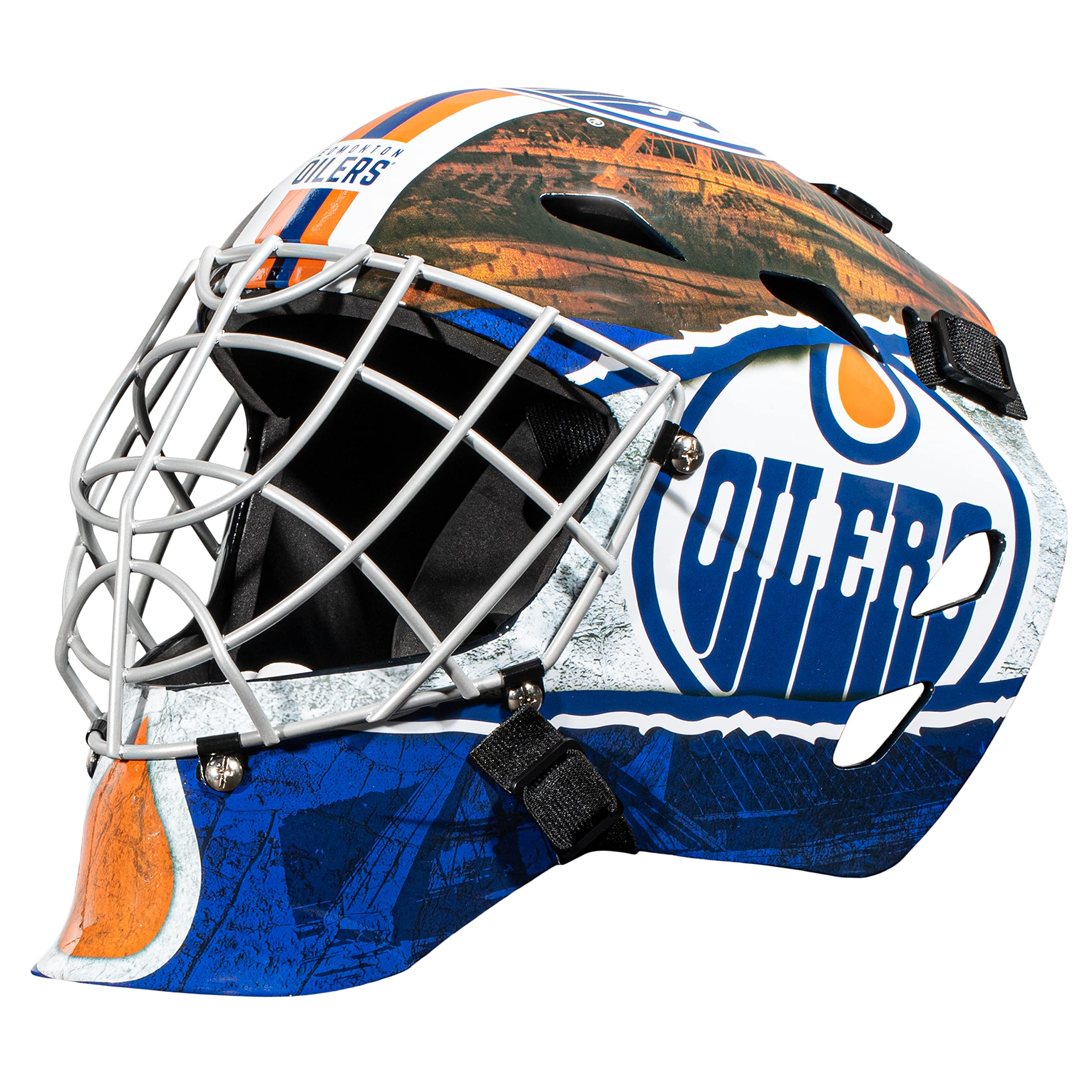 Foto 2 pulgar | Máscara De Portero Franklin Sports Edmonton Oilers Gfm1500 - Venta Internacional.