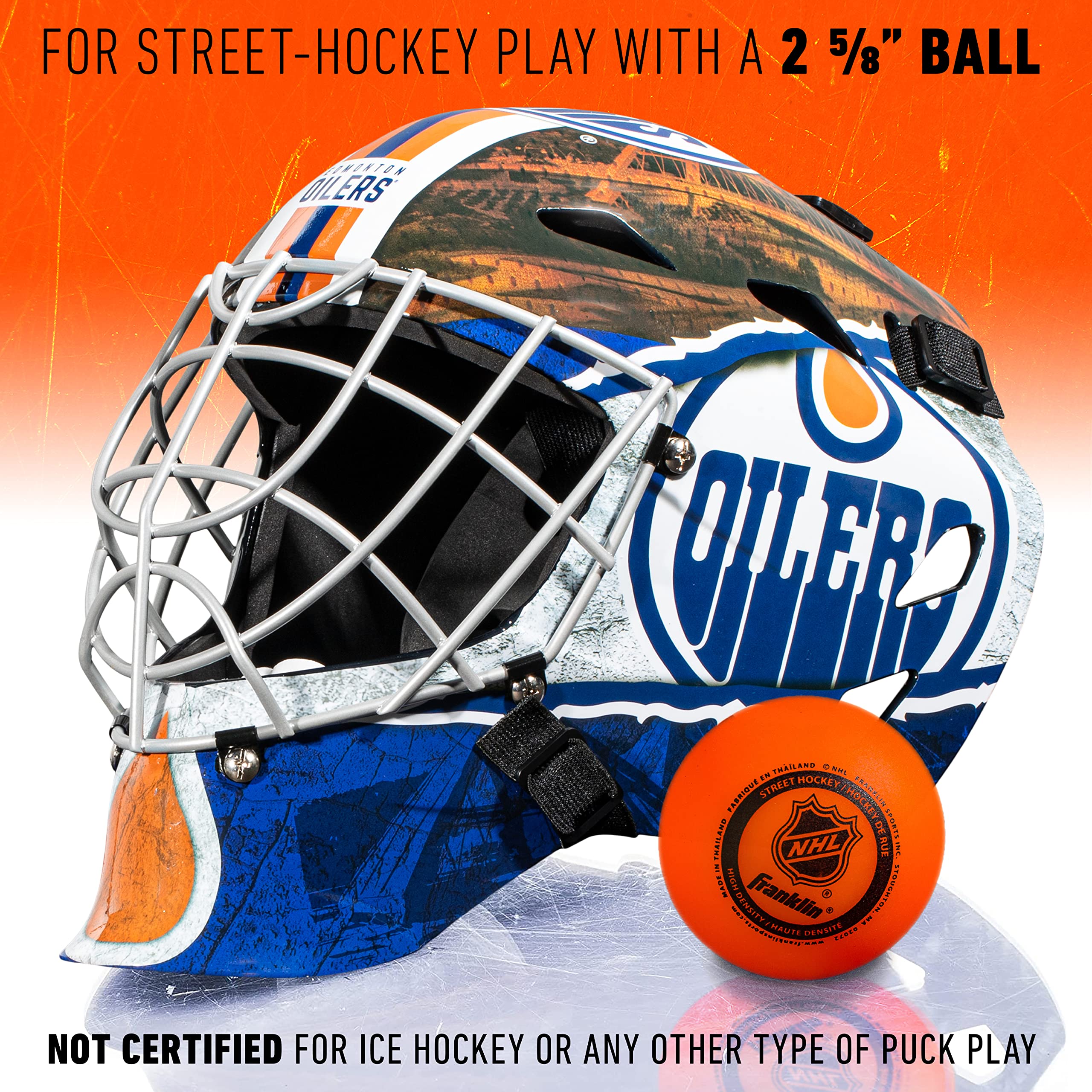 Foto 8 pulgar | Máscara De Portero Franklin Sports Edmonton Oilers Gfm1500 - Venta Internacional.