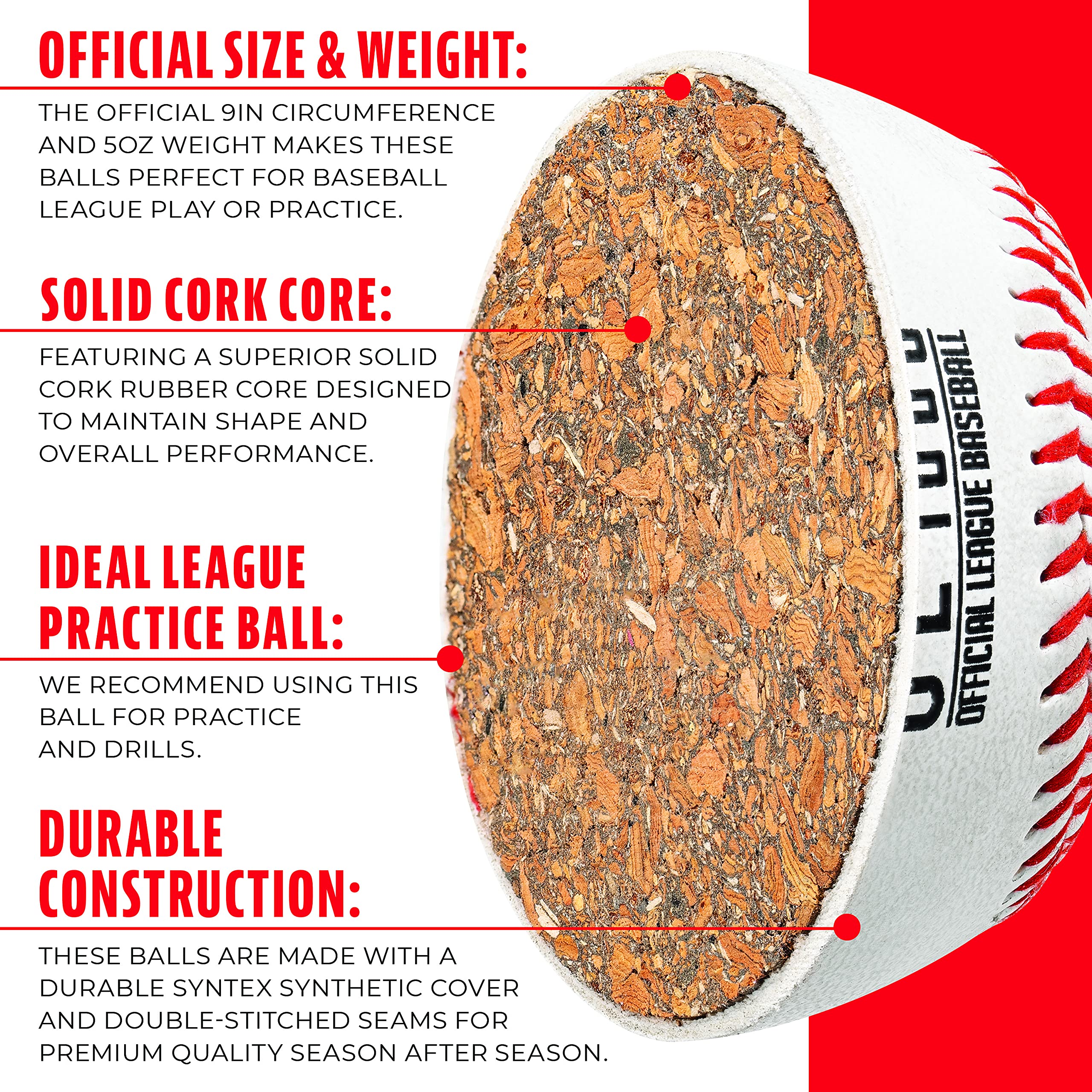 Foto 5 | Pelotas De Béisbol Franklin Sports Ol1000 Oficiales, Tamaño 9 — 6 Unidades - Venta Internacional.