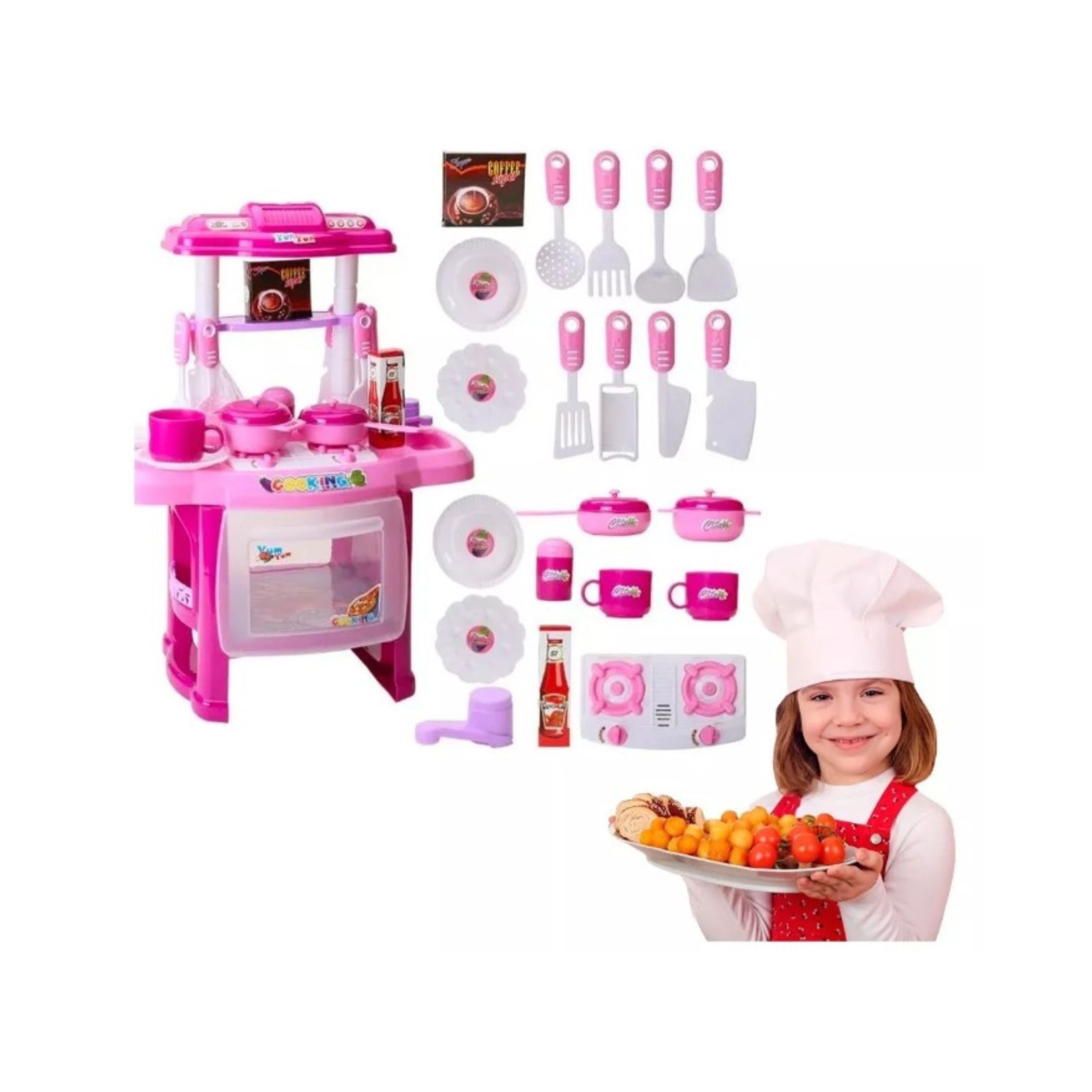 Foto 3 pulgar | Cocina Infantil Kitchen Picool Set Para Niños Con 24 Accesorios Jm32-pnk