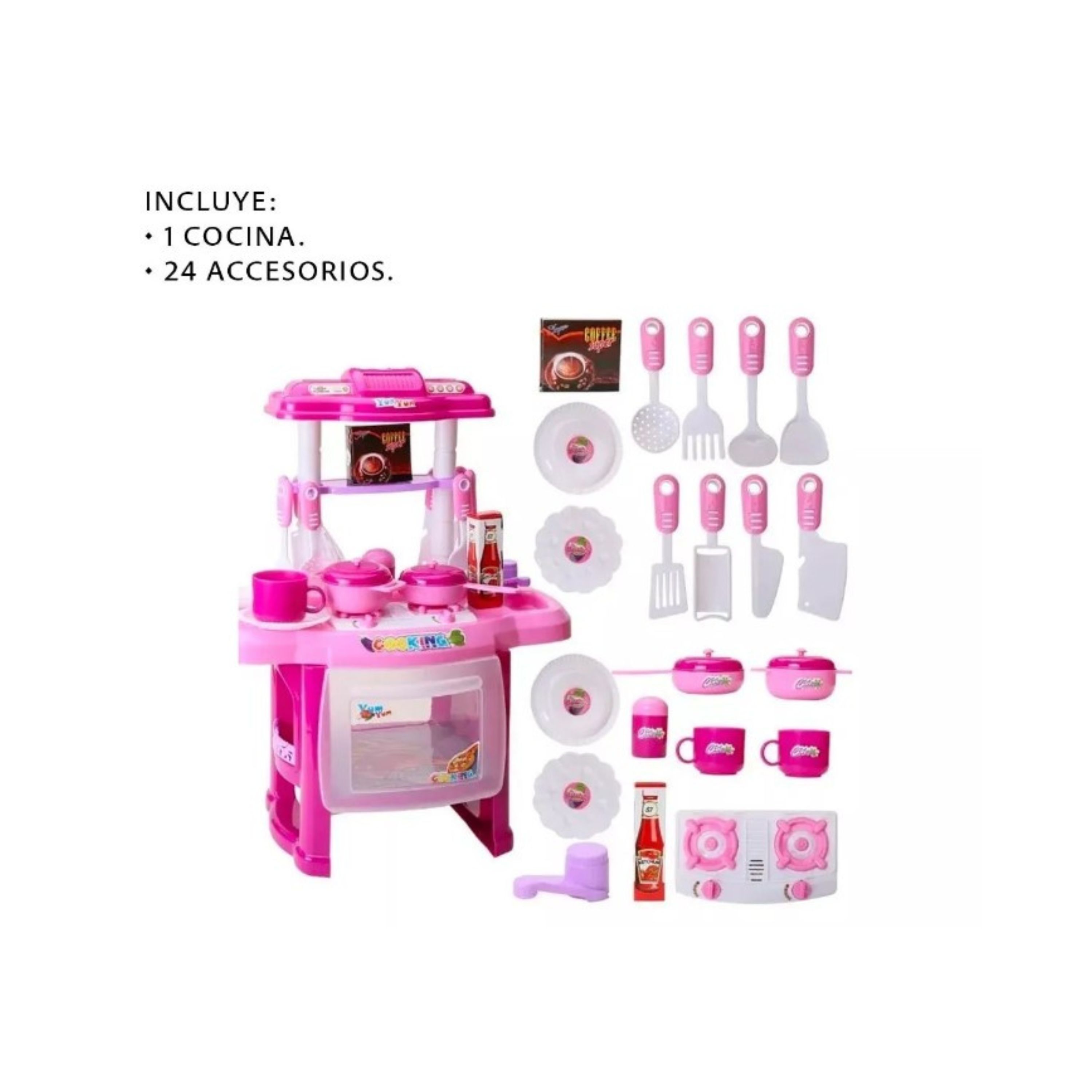 Foto 5 pulgar | Cocina Infantil Kitchen Picool Set Para Niños Con 24 Accesorios Jm32-pnk