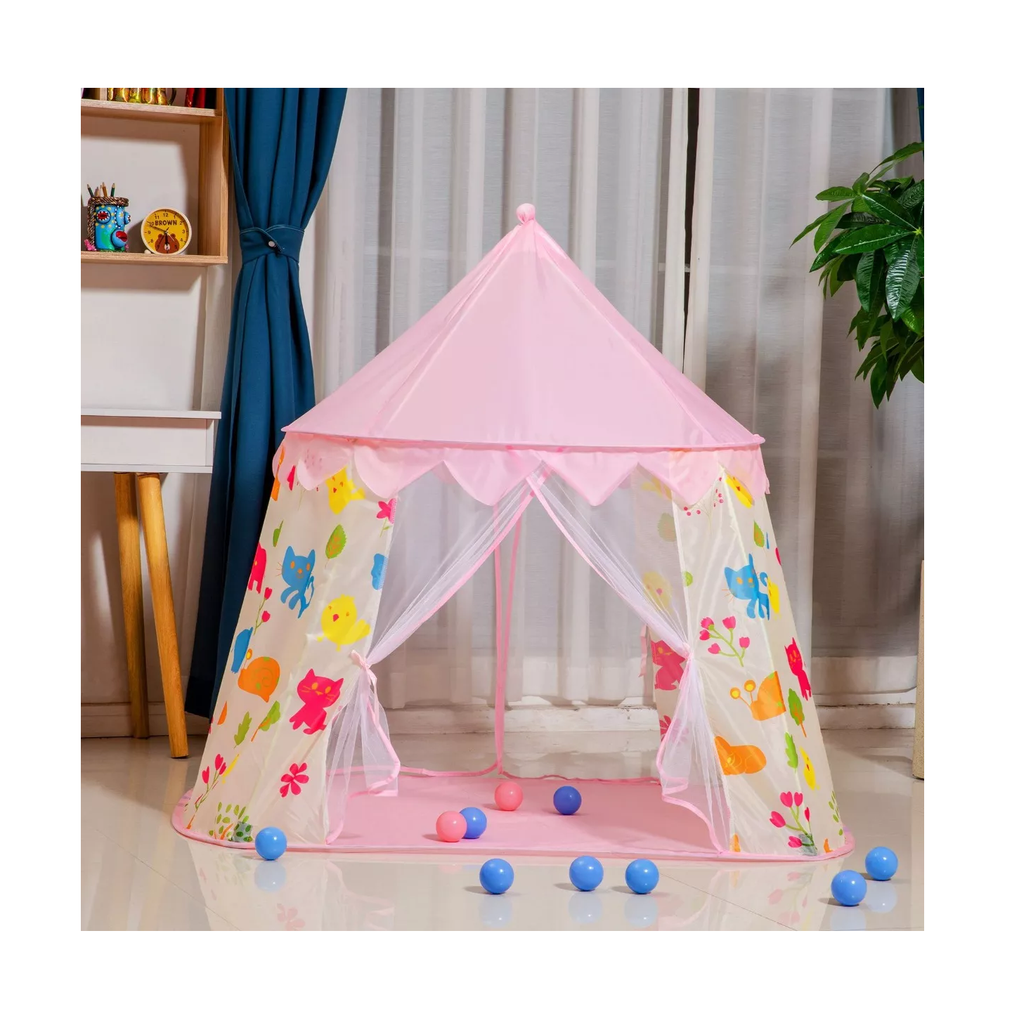 Foto 4 pulgar | Casita Tienda Carpa Interior Exterior Juguete Rosa para Niños
