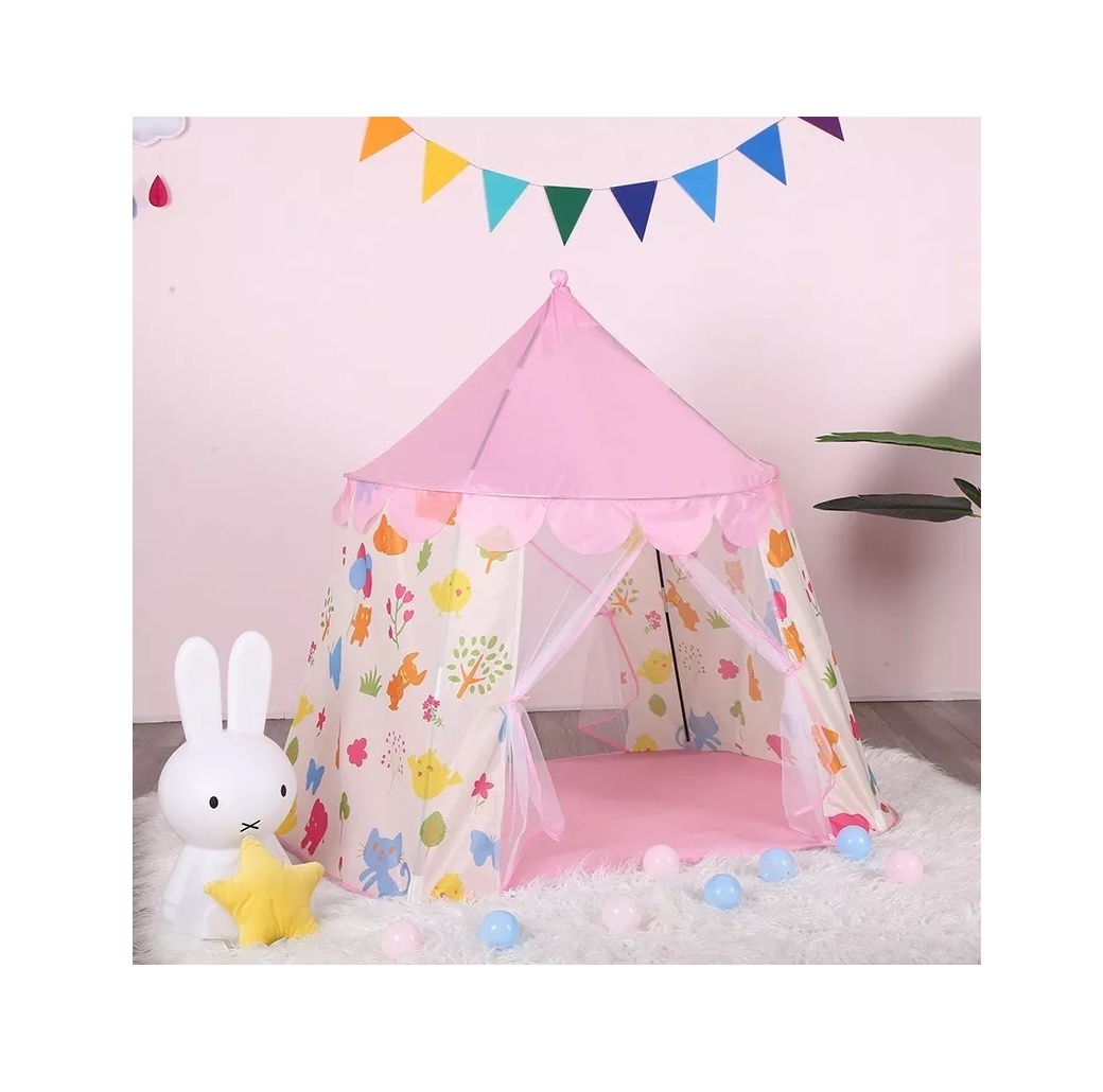 Foto 6 pulgar | Casita Tienda Carpa Interior Exterior Juguete Rosa para Niños