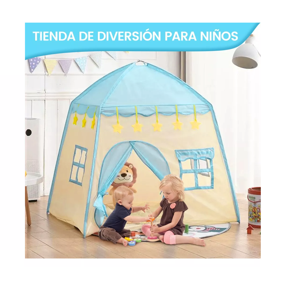 Foto 4 pulgar | Casita Juego Carpa Princesa Tienda 5m Luces Azul/blanco