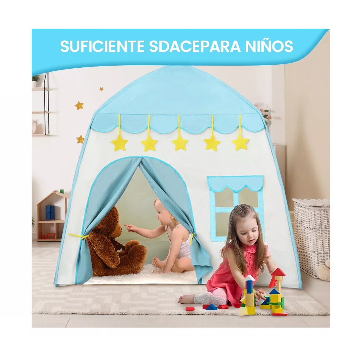 Foto 5 pulgar | Casita Juego Carpa Princesa Tienda 5m Luces Azul/blanco