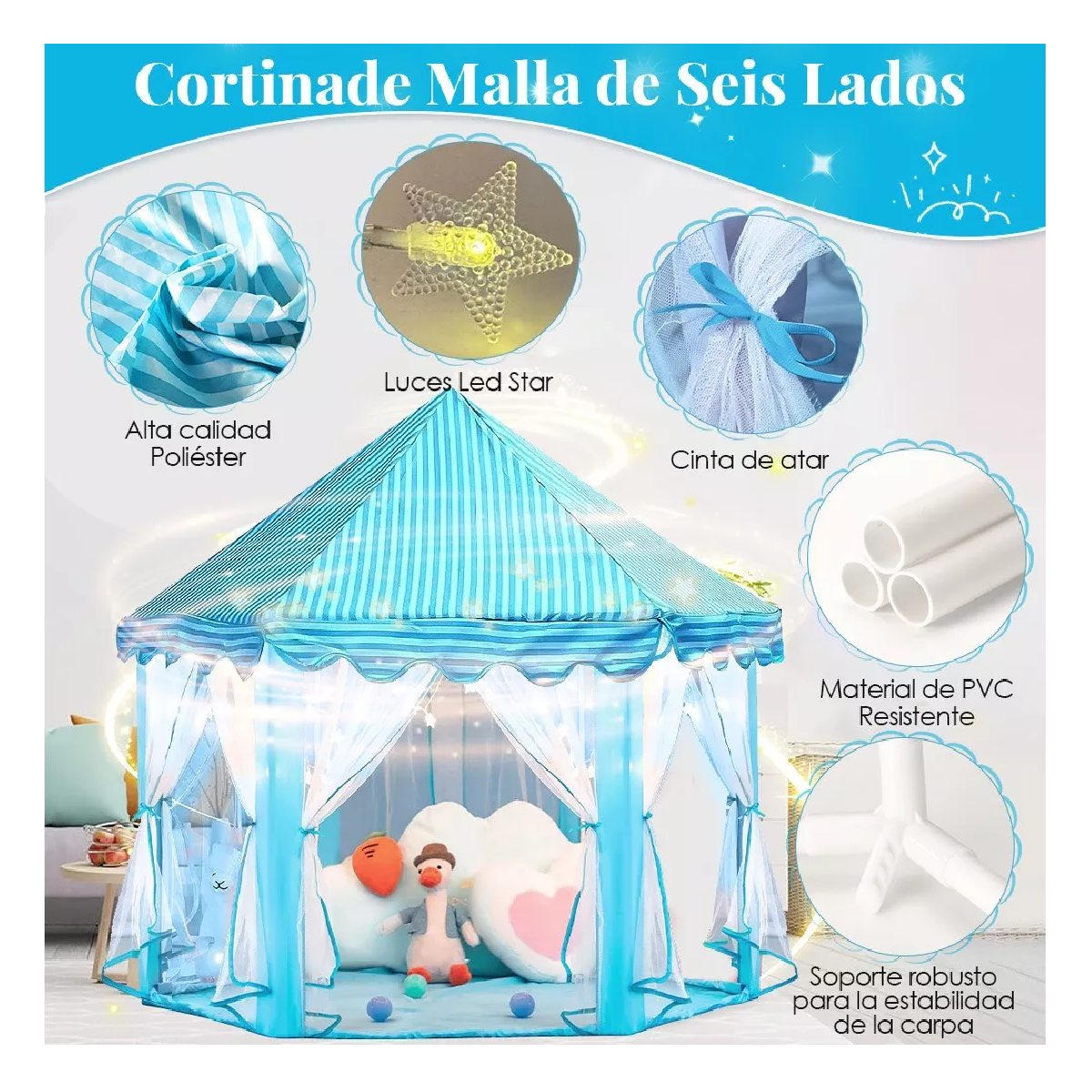 Foto 2 | Carpa de Castillo para Niñas Azul