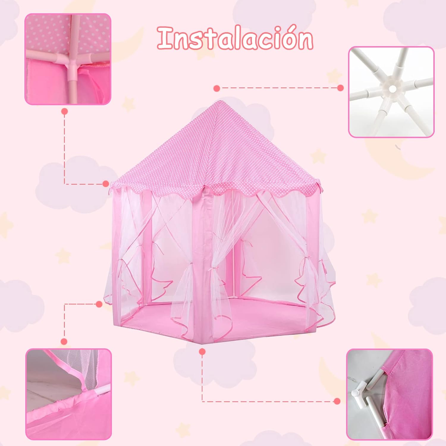 Foto 4 | Carpa Infantil Tipo Castillo de Princesas Rosa