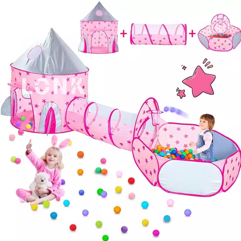 Foto 3 pulgar | Castillo para Niños 3 en 1 Túnel de Rastreo y Corral con Aro de Baloncesto
