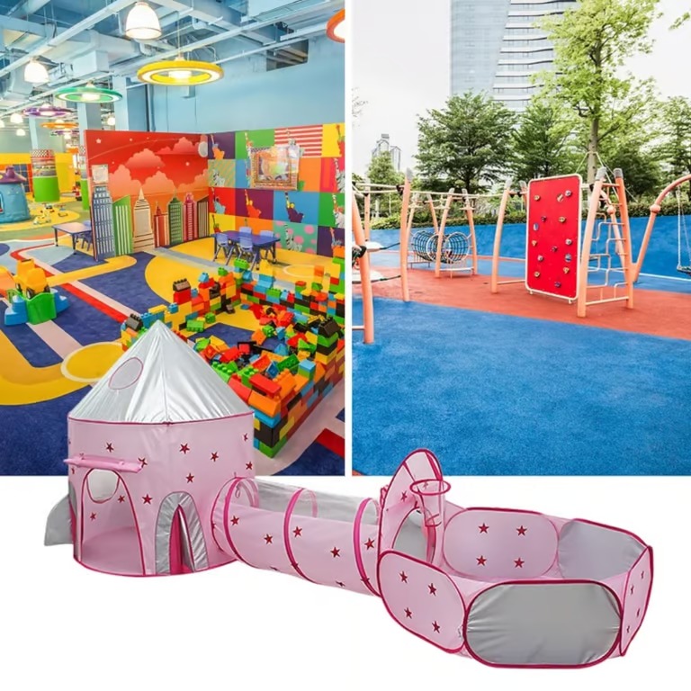 Foto 5 pulgar | Castillo para Niños 3 en 1 Túnel de Rastreo y Corral con Aro de Baloncesto