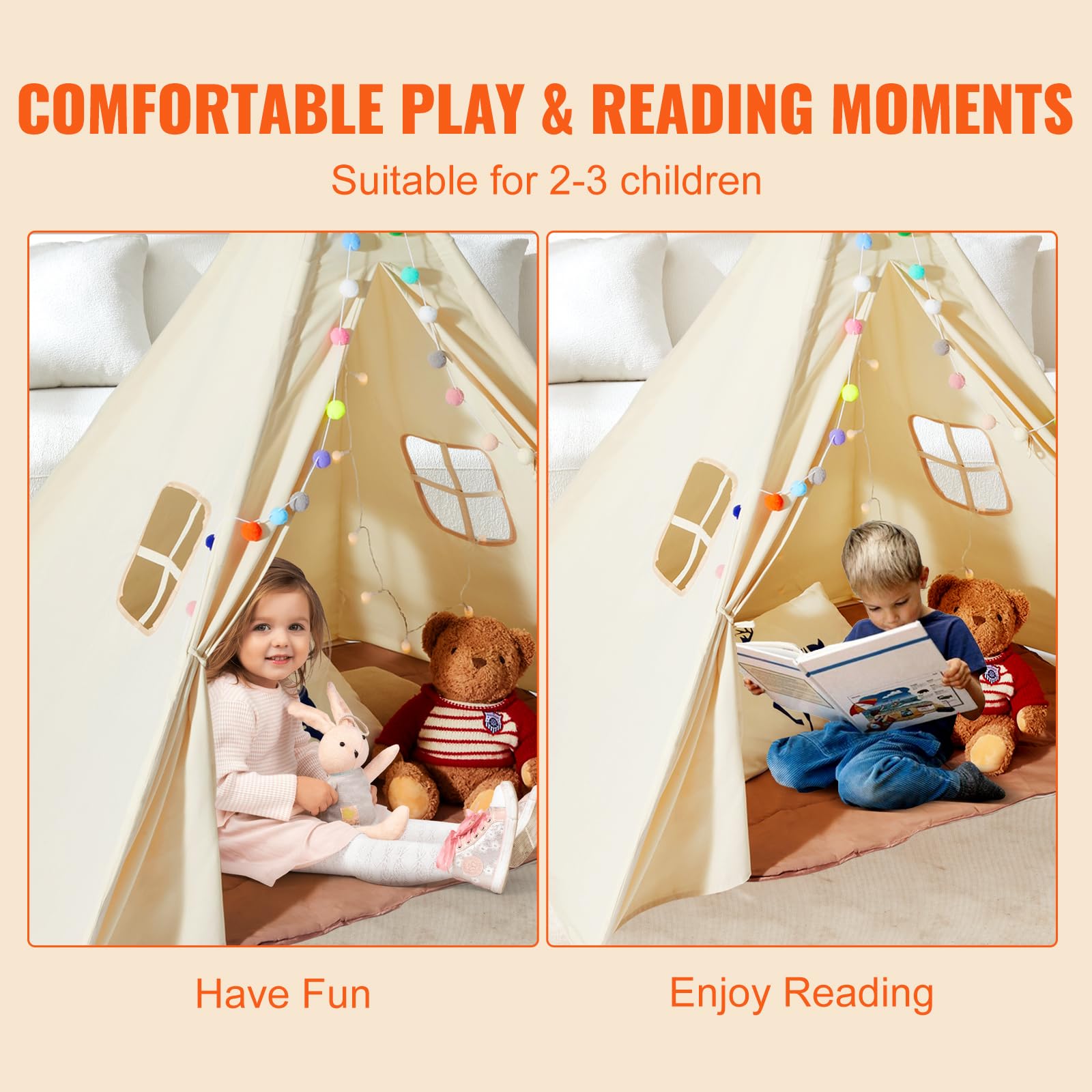 Foto 7 pulgar | Carpa Tipi Vevor de Interior para Niños - Venta Internacional