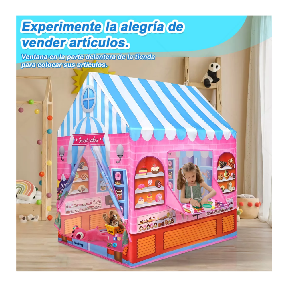 Foto 4 pulgar | Tienda Carpa Casita Casa Juguete Rosa Con Azul Belug