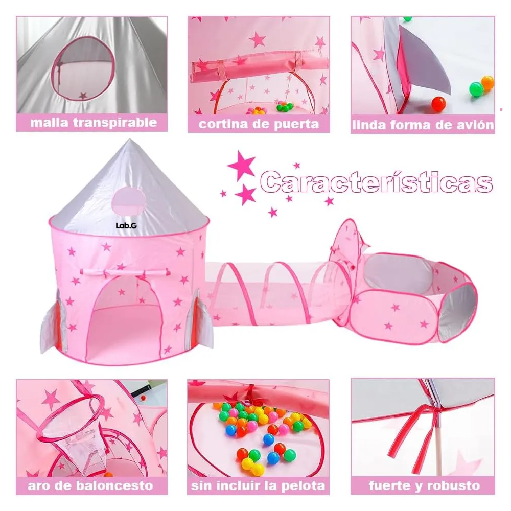 Foto 3 pulgar | Casita Para Niños Lab.g  Juegos Tienda Alberca De Pelotas 3 En 1 Rosa Estrellas
