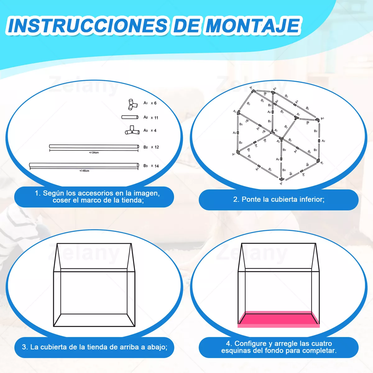Foto 4 pulgar | Tienda Carpa Casita Casa Juguete Niños Retirable Colores