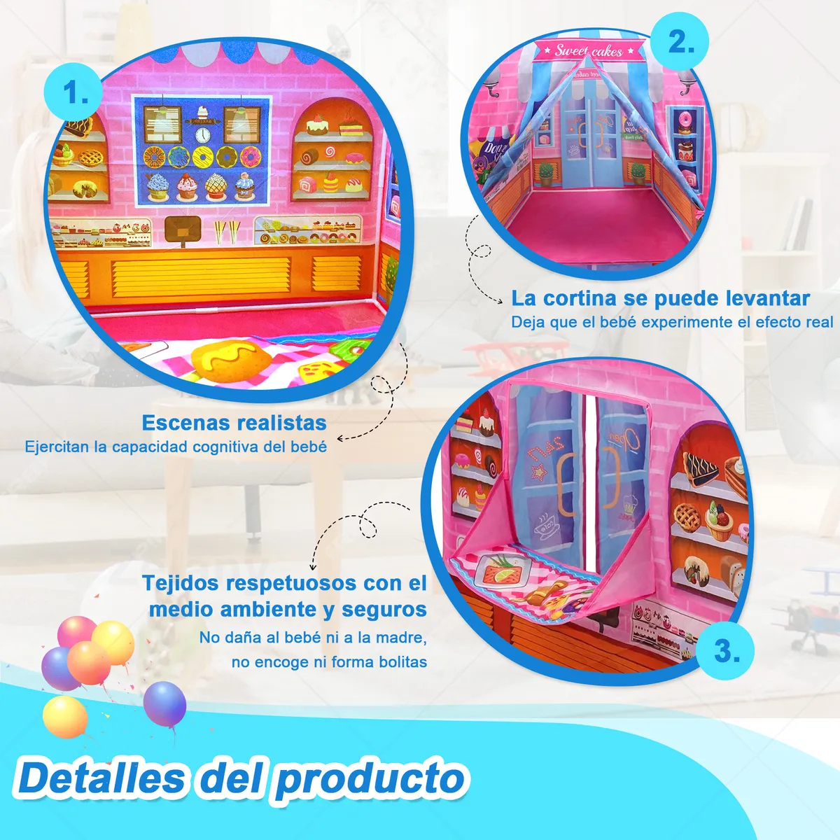 Foto 5 pulgar | Tienda Carpa Casita Casa Juguete Niños Retirable Colores