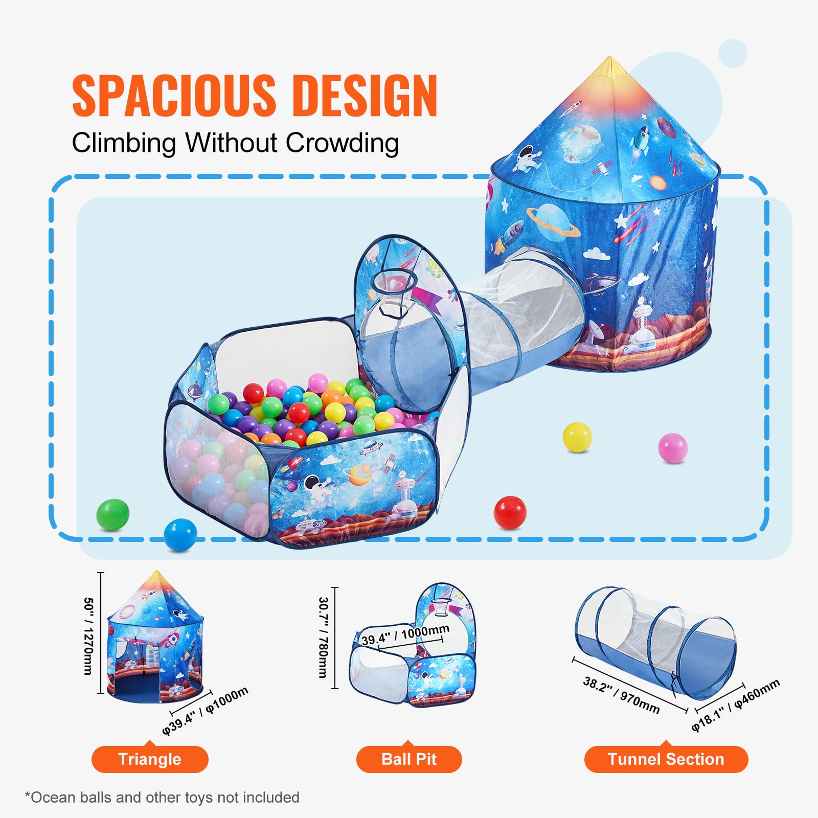 Foto 4 pulgar | Carpa De Juegos Para Niños Con Túnel Vevor 3 En 1 Para Niños Y Niñas - Venta Internacional.