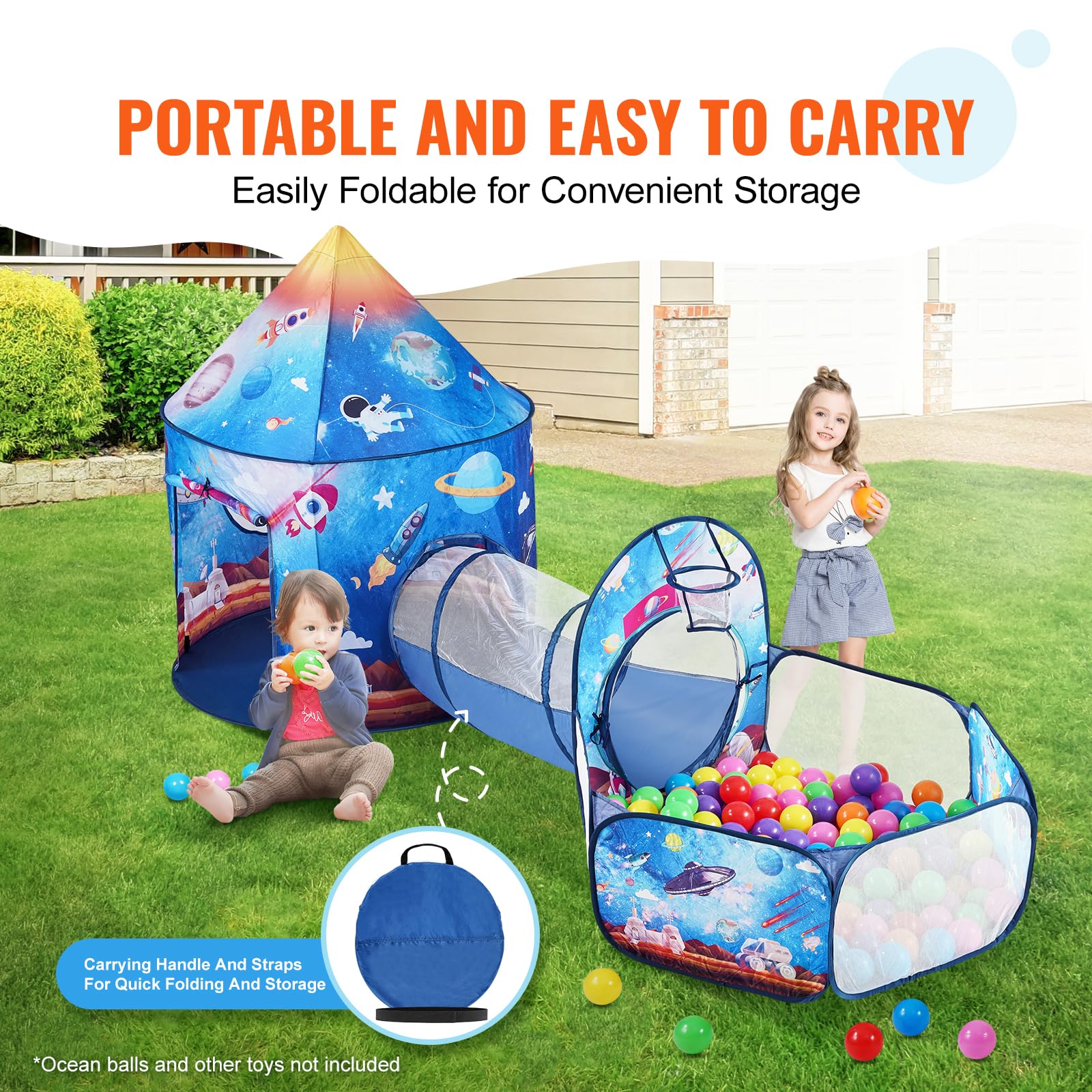 Foto 6 pulgar | Carpa De Juegos Para Niños Con Túnel Vevor 3 En 1 Para Niños Y Niñas - Venta Internacional.