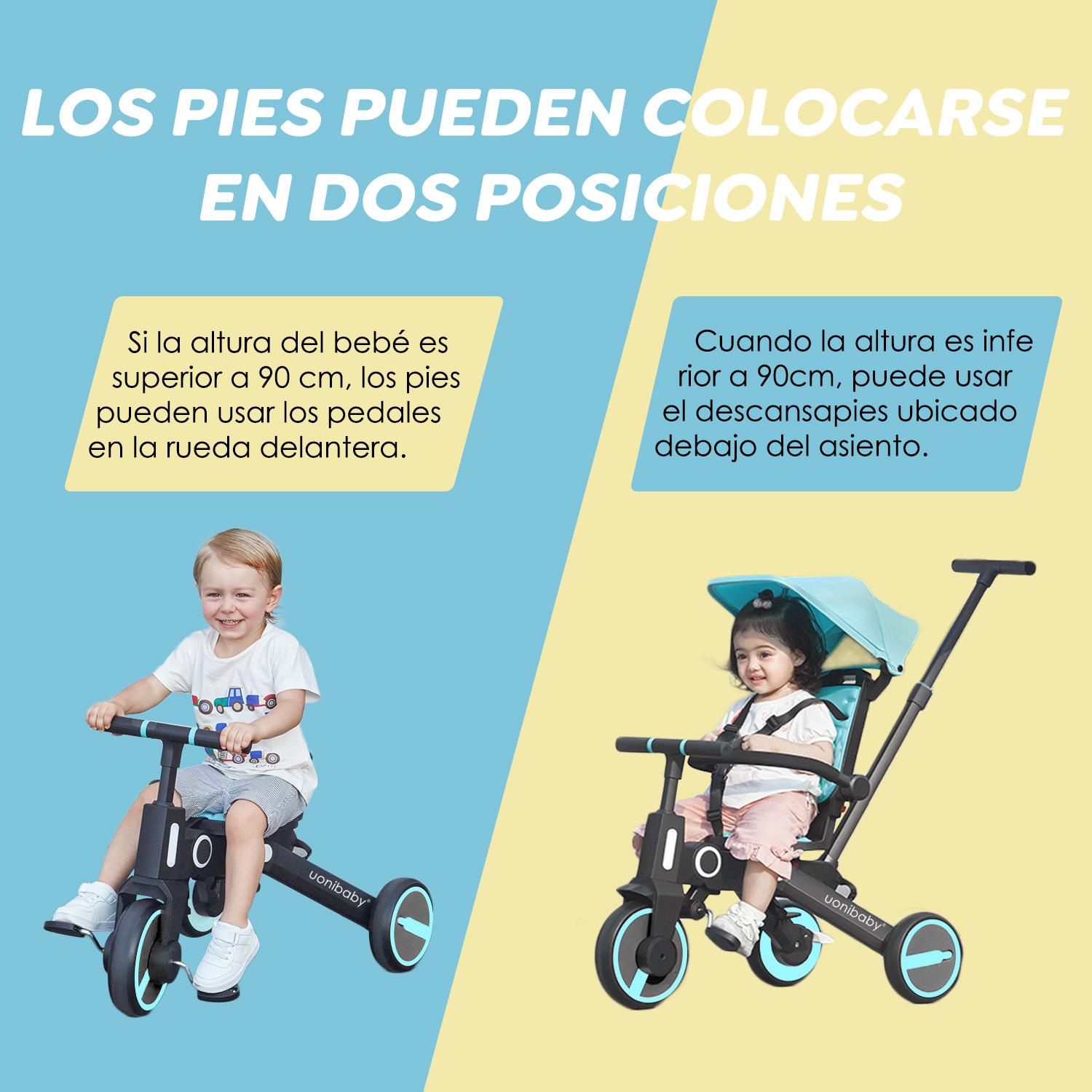 Foto 5 | Triciclo de Bebé 4 en 1 Sangkee Azul