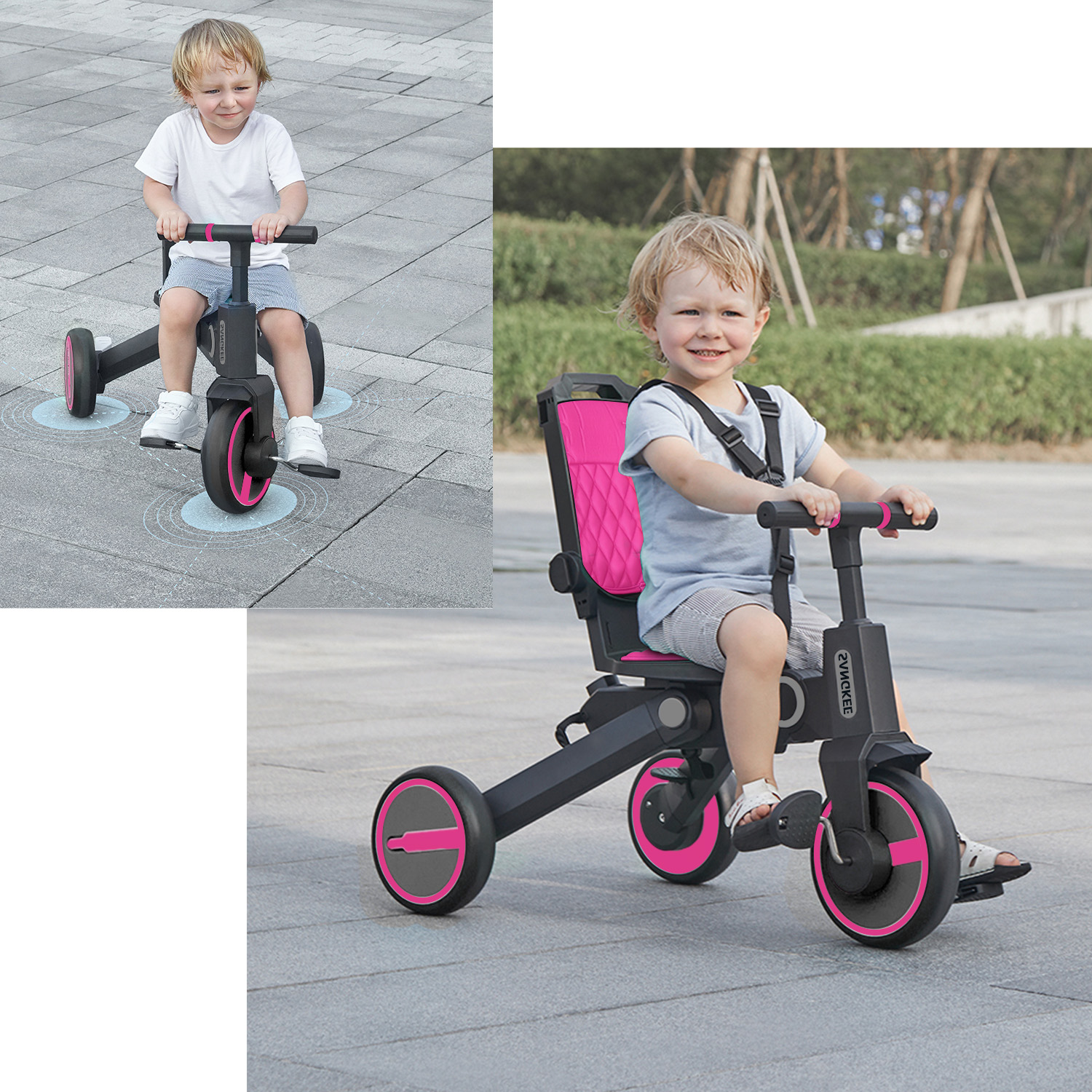 Foto 8 | Triciclo para Bebé 4 en 1 Sangkee Rosa