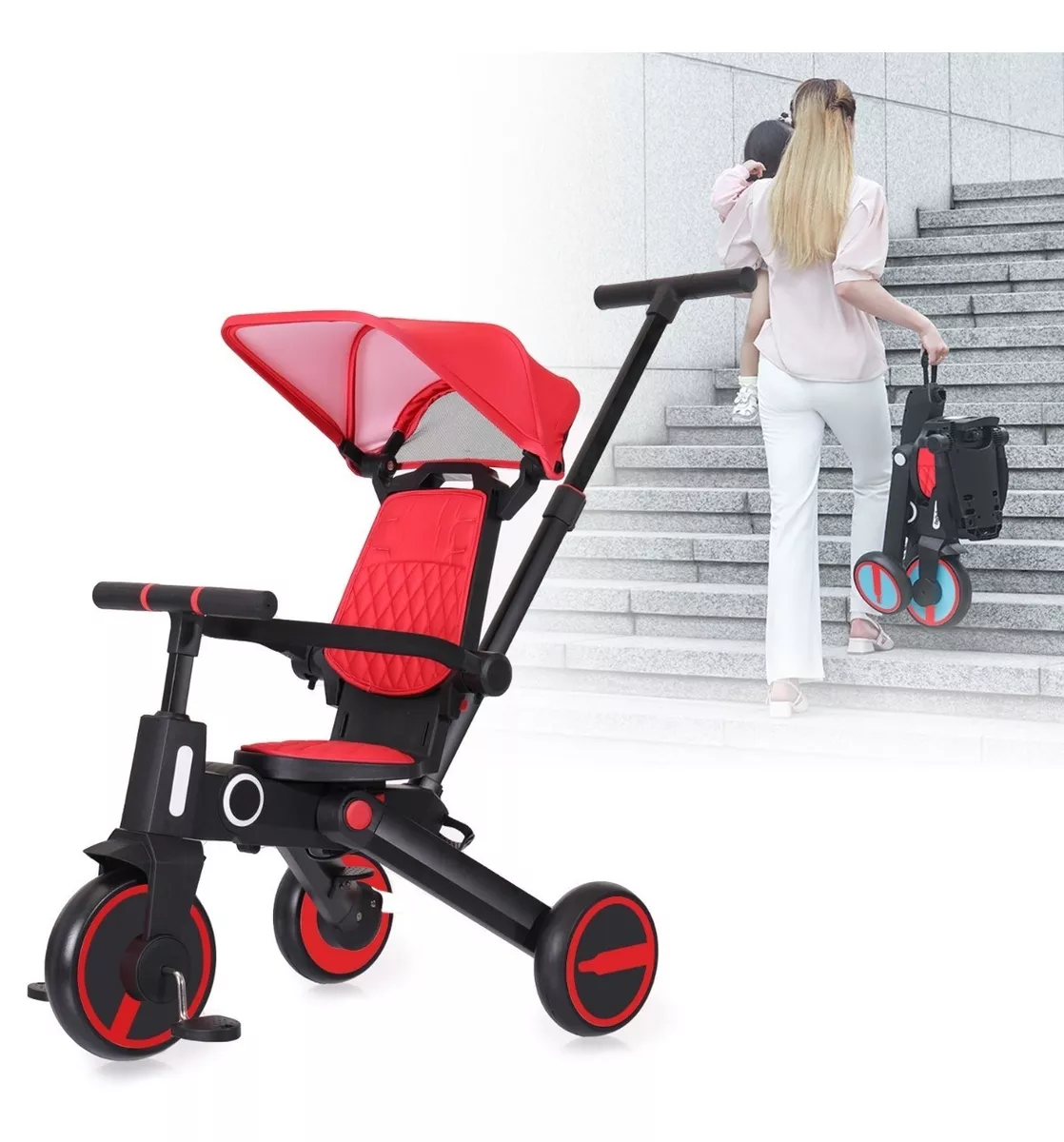 Foto 1 | Triciclo de Bebé 4 en 1 Sangkee S10006-Red color Rojo