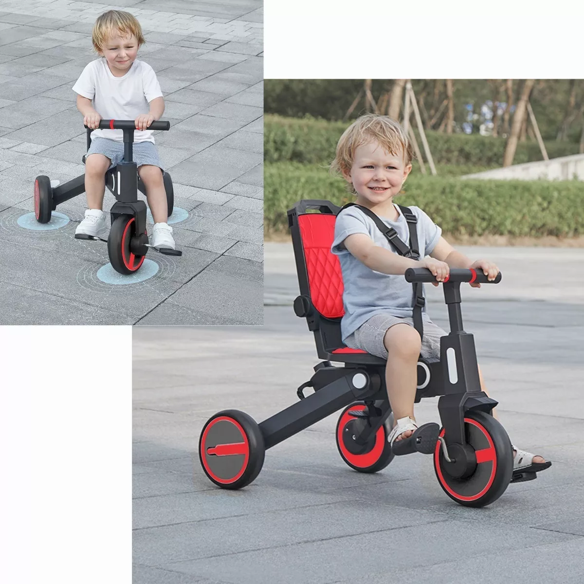 Foto 7 | Triciclo de Bebé 4 en 1 Sangkee S10006-Red color Rojo