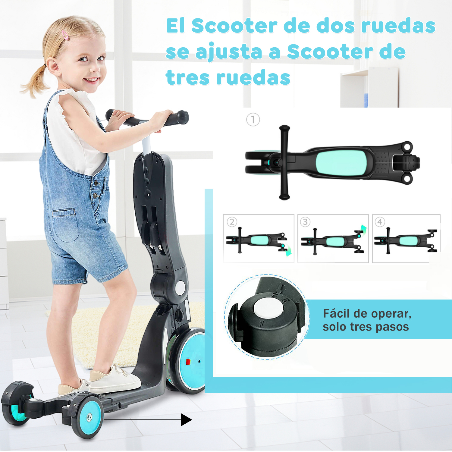 Foto 6 | Triciclo y Scooter Patín Multifuncional Plegable Sangkee 6 en 1 Verde