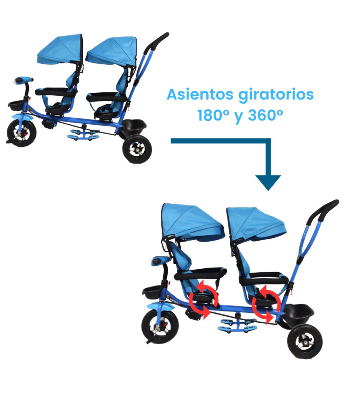 Foto 3 | Triciclo Doble Genérico Tek2029 color Azul