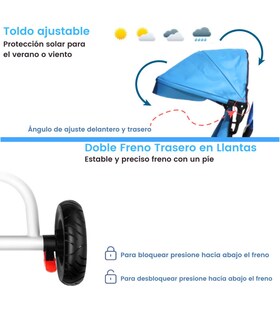 Foto 4 | Triciclo Doble Genérico Tek2029 color Azul