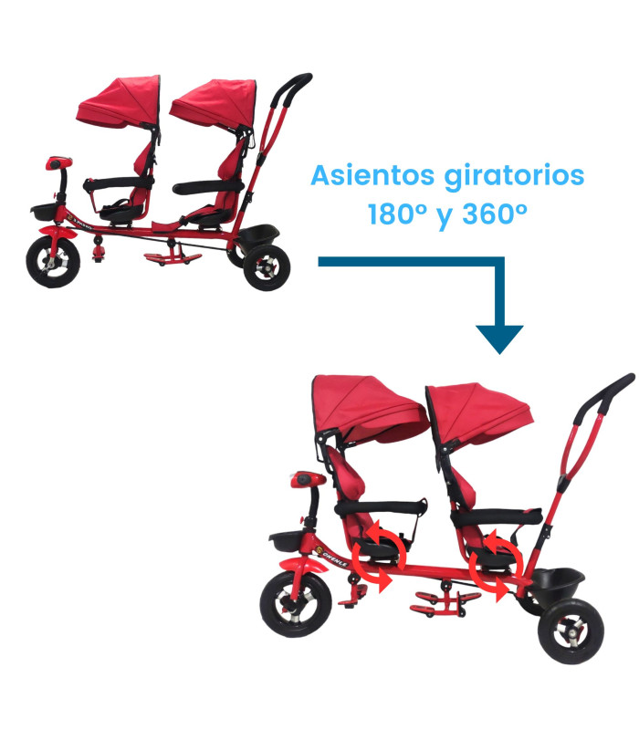 Foto 4 pulgar | Triciclo Doble Genérico Tek2029 color Rojo