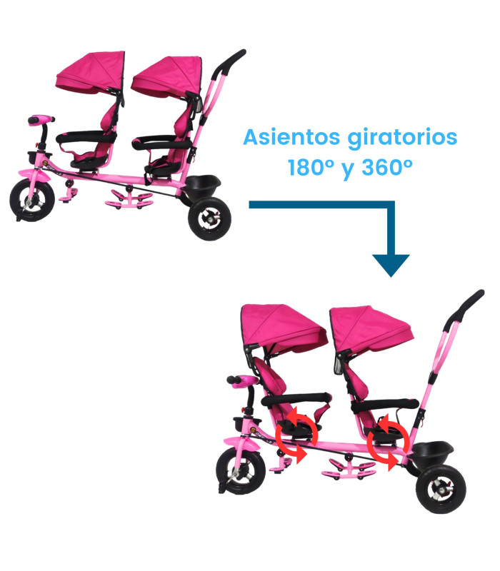 Foto 4 pulgar | Triciclo Doble Genérica Tek2029 color Rosa