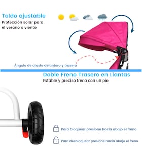 Foto 4 | Triciclo Doble Genérica Tek2029 color Rosa